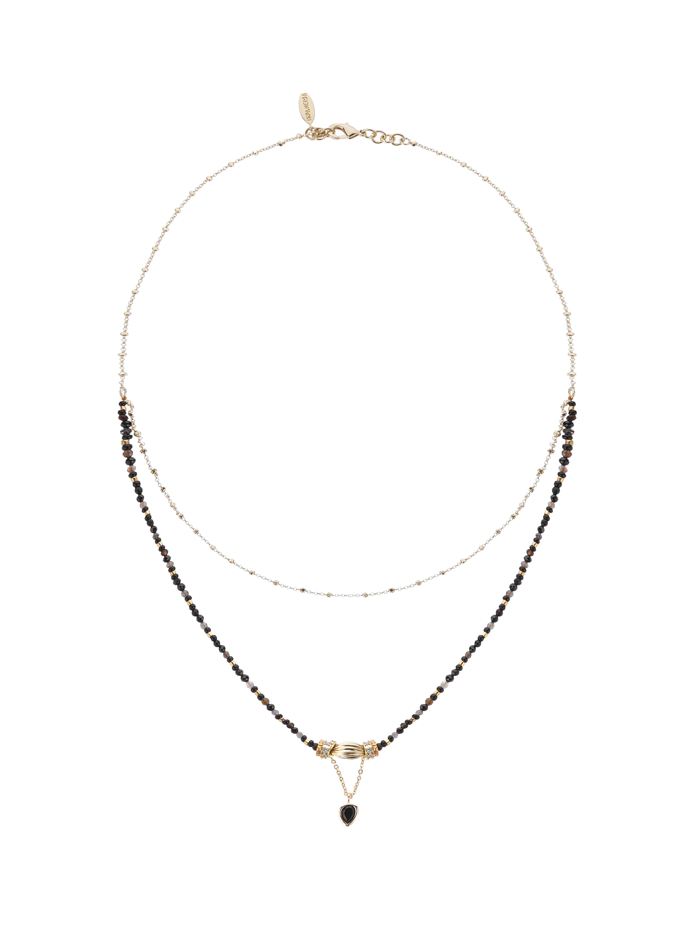 Collier multirangs perles et pendentif talena HIPANEMA Noir