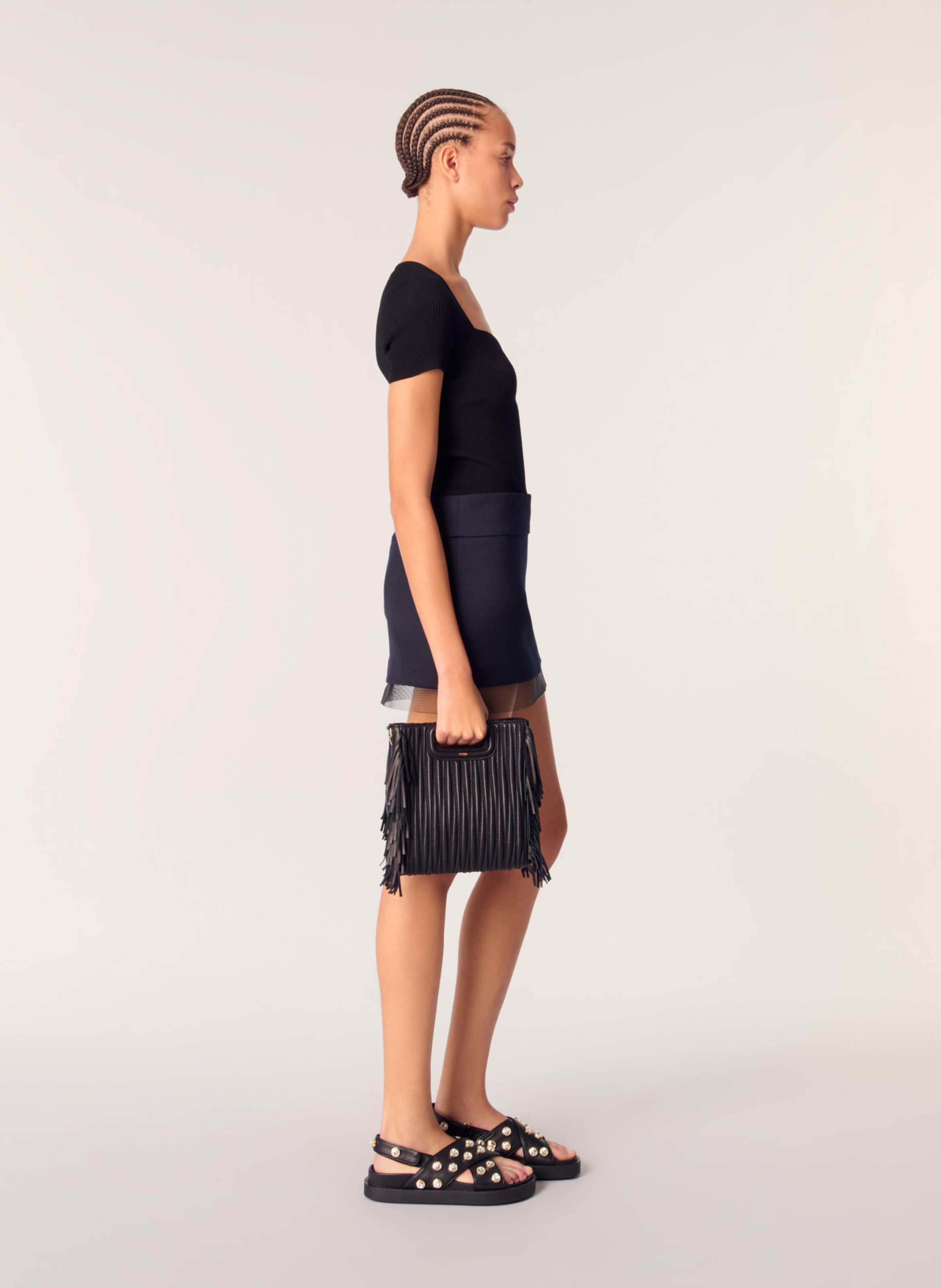 Top moulant en maille MAJE Noir