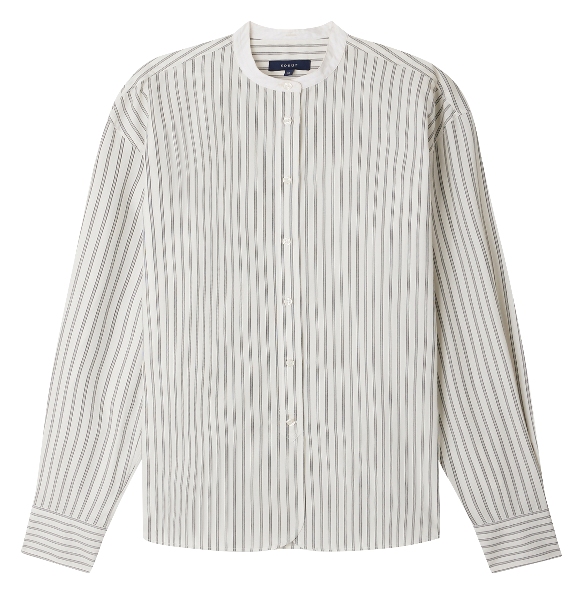 Chemise col rond en popeline rayée bermudes SOEUR Multicolore