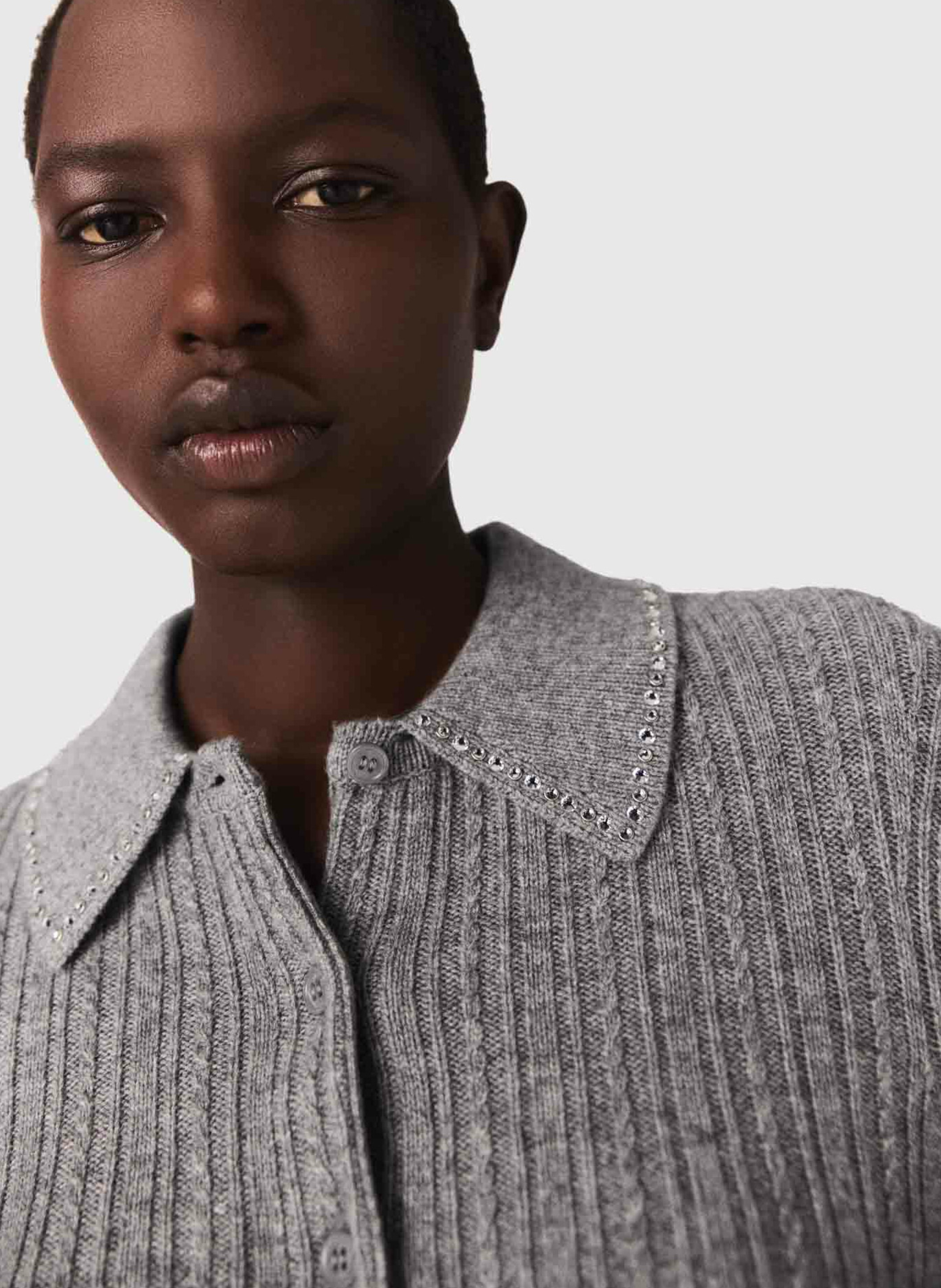 Gilet col classique en laine Gris