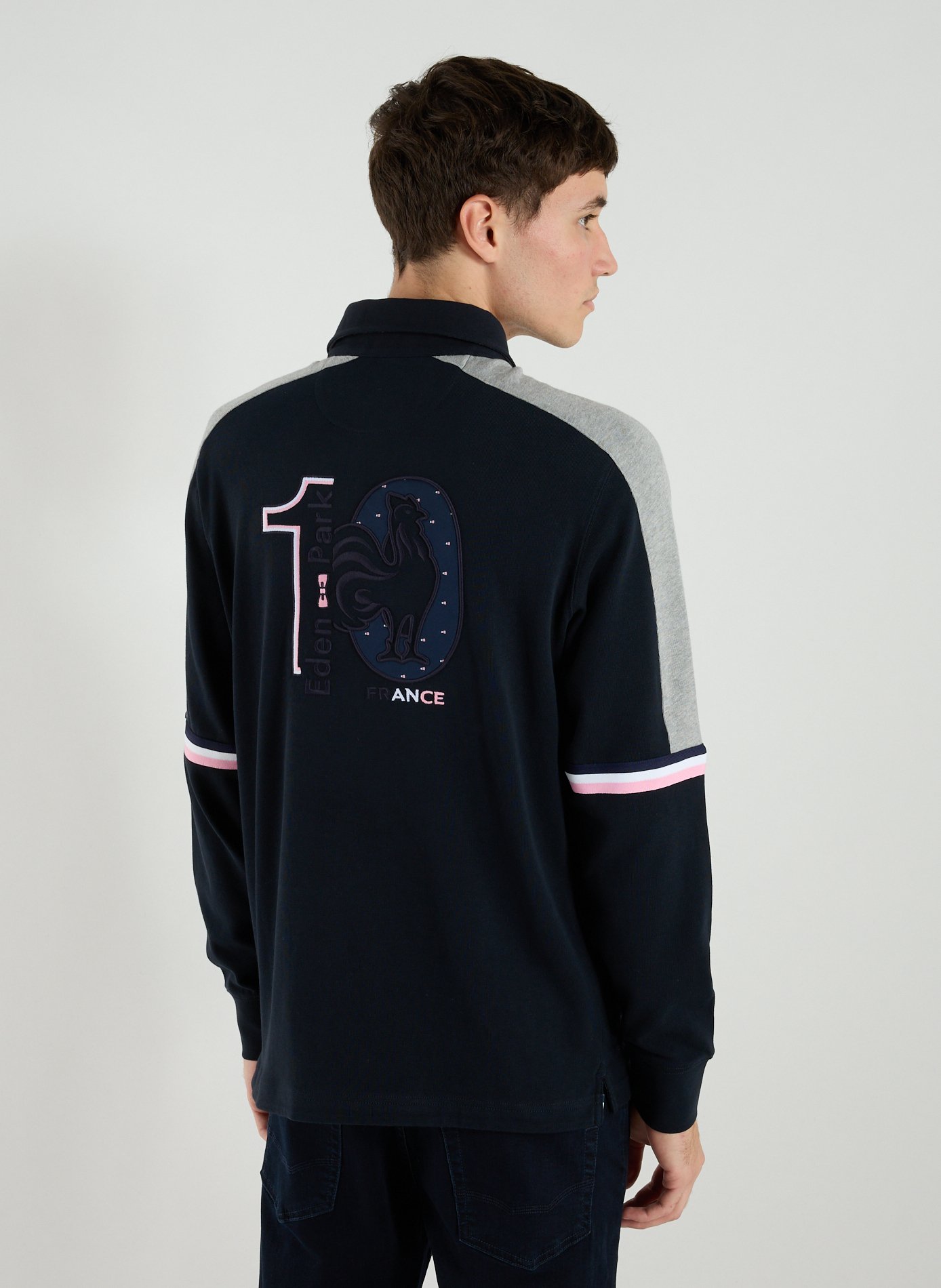 Long-sleeved polo neck cotton T-shirt EDEN PARK Blue