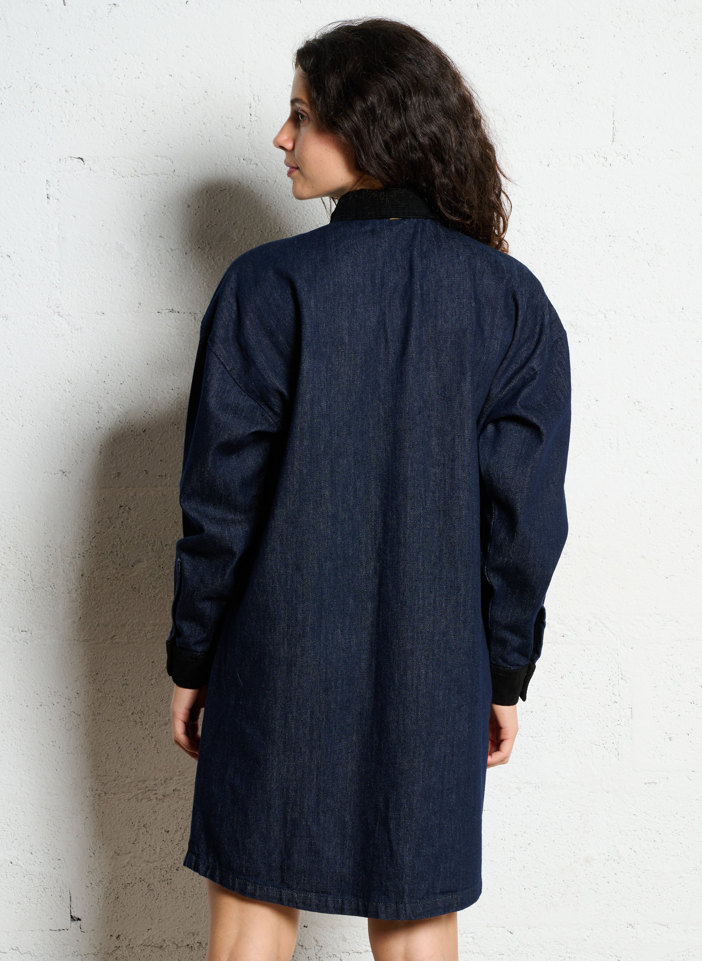 Robe courte col classique ne coton IKKS Bleu