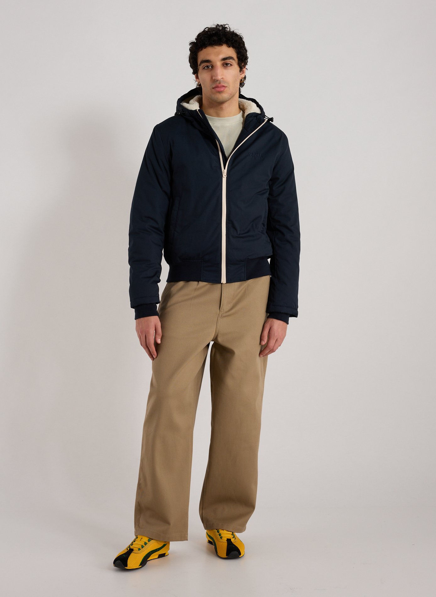 Parka unie à capuche SCHOTT Bleu