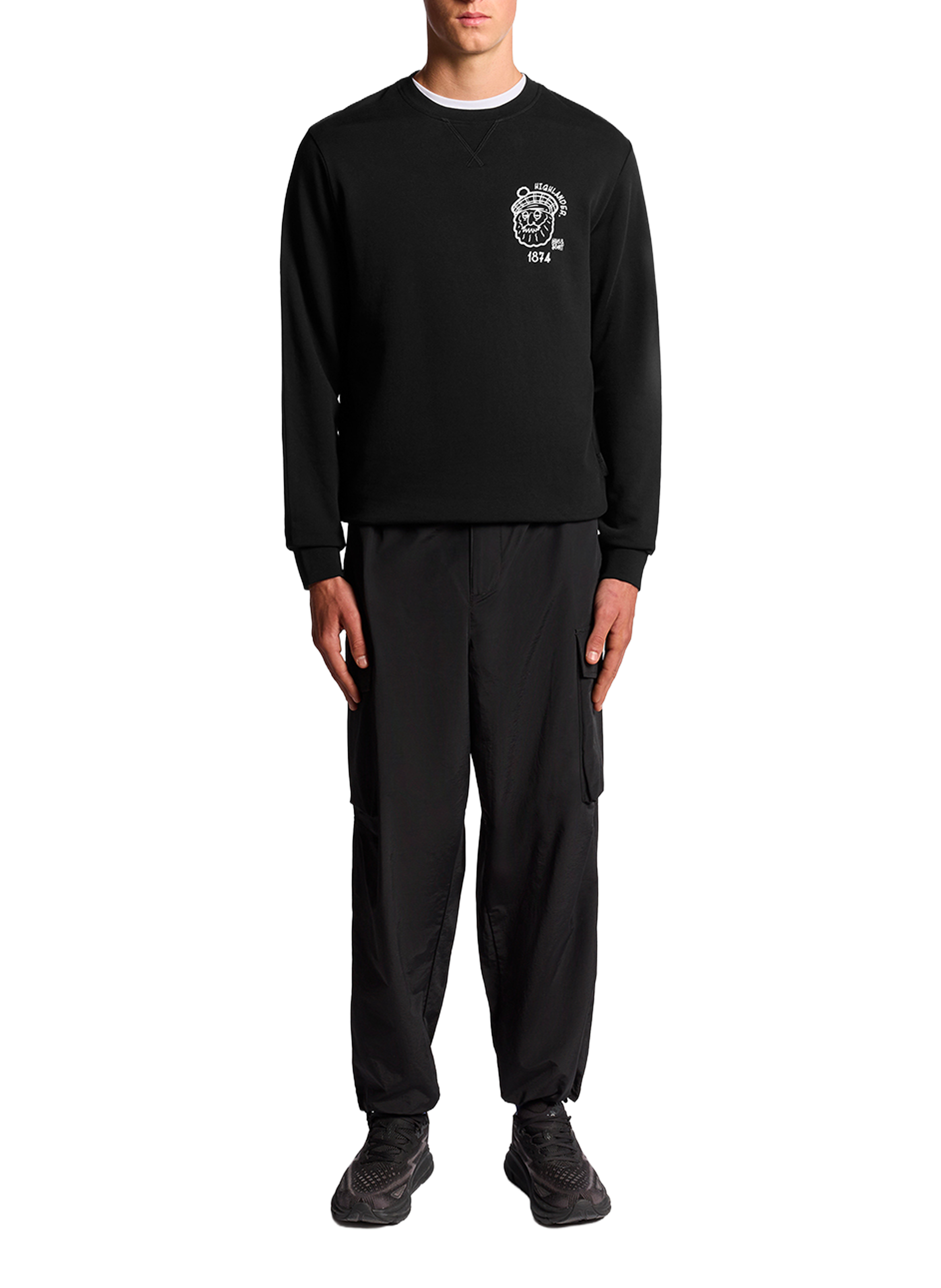 Sweat imprimé à col rond en coton LYLE & SCOTT Noir