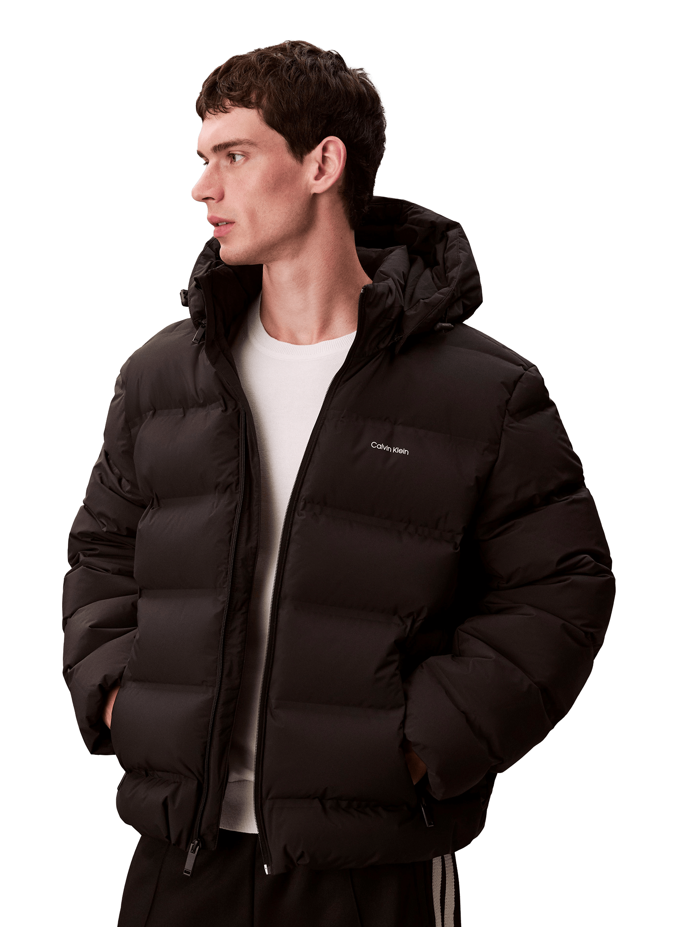 CALVIN KLEIN Doudoune droite matelassée à col montant Noir