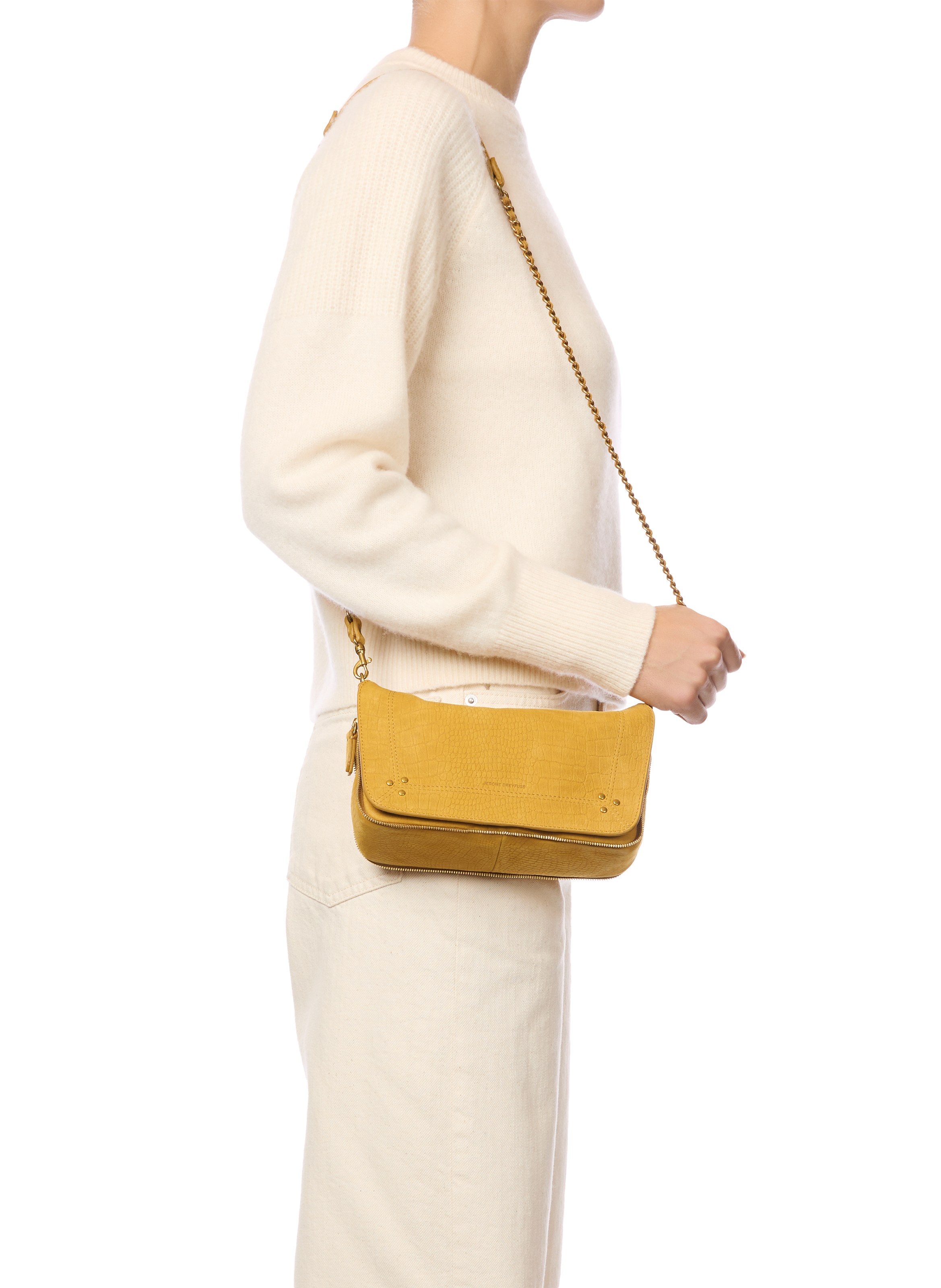Crossbody bag Bobi S in calf and goat leather JÉRÔME DREYFUSS Yellow