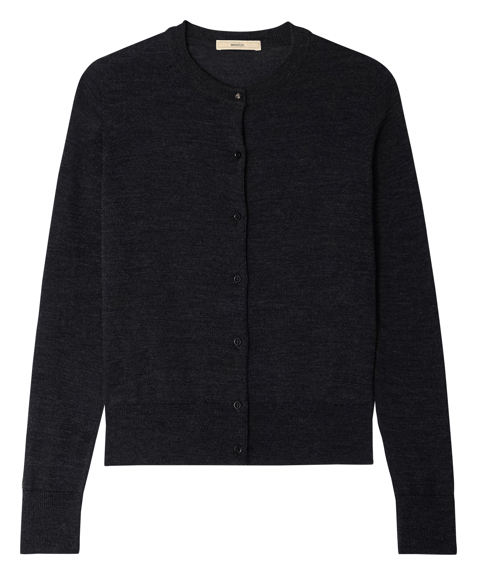 Cardigan col rond en laine diga SESSUN Gris