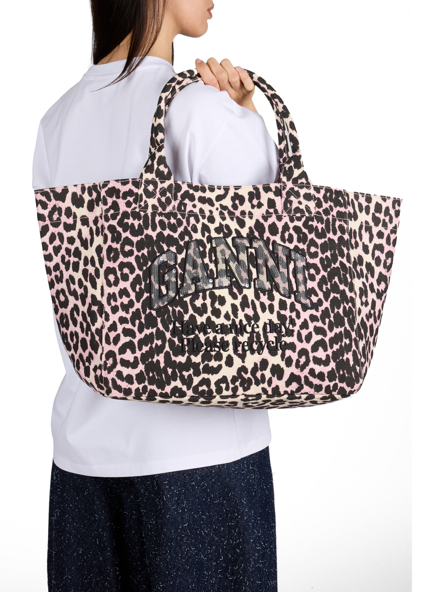 Sac cabas à imprimé en coton GANNI Violet