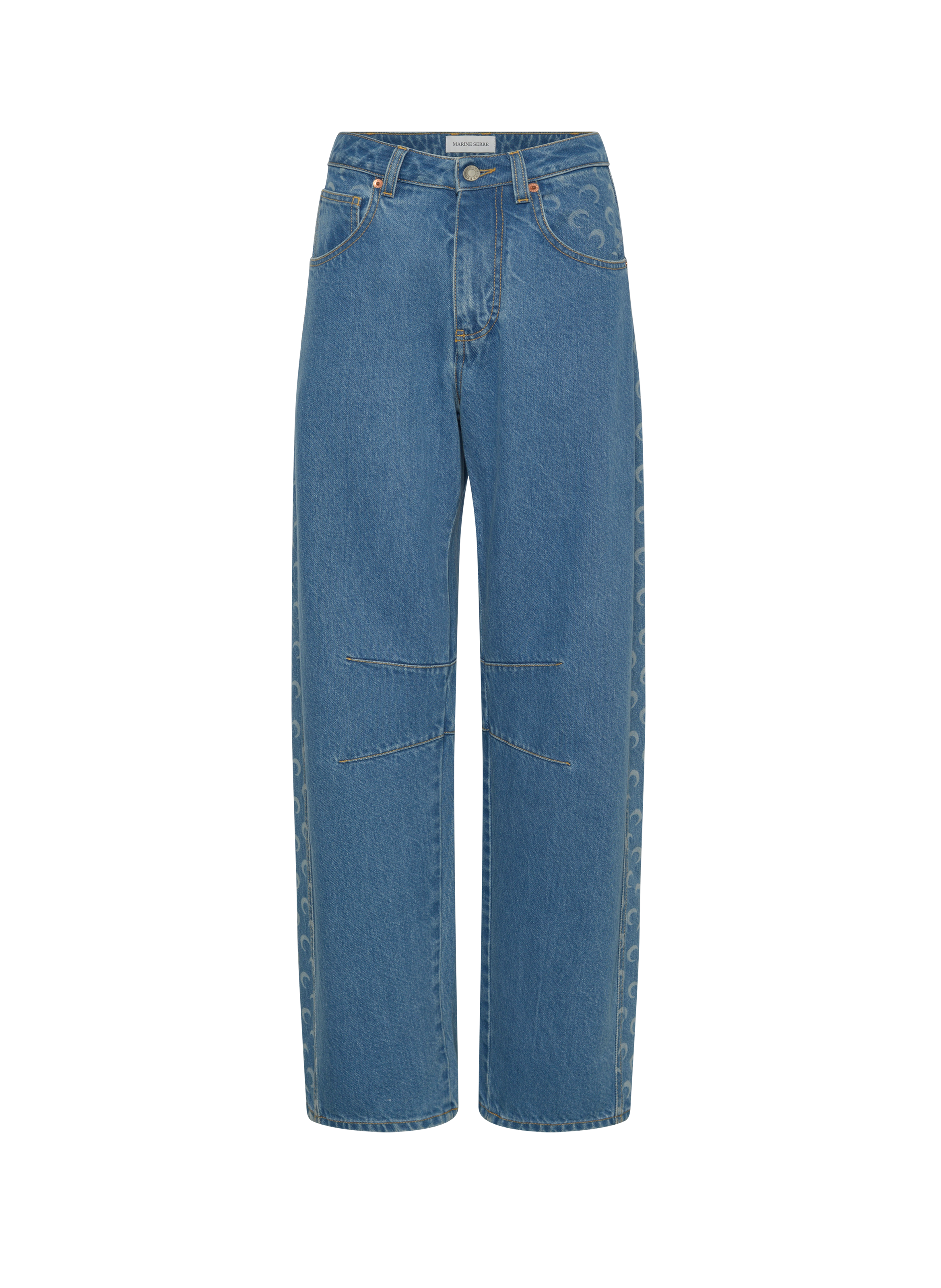 Jean barrel en denim de coton biologique bleu clair MARINE SERRE Bleu