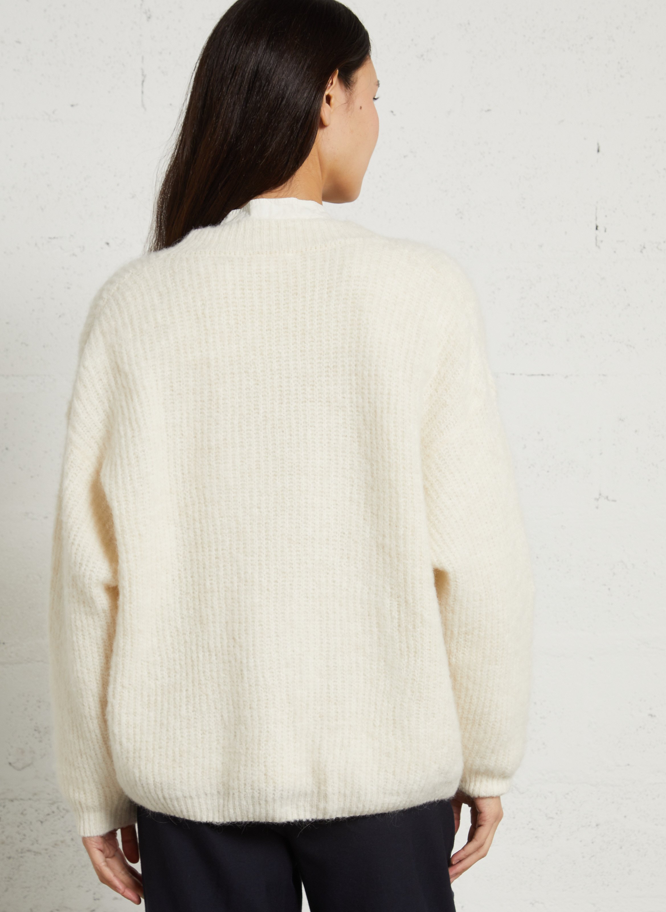 Gilet ample col v en maille mélangée east AMERICAN VINTAGE Beige