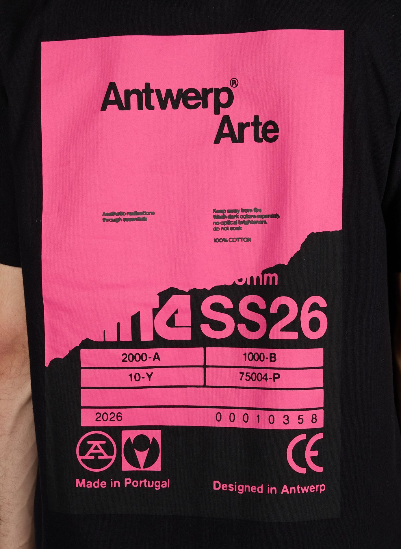 T-shirt droit imprimé en coton ARTE ANTWERP Noir