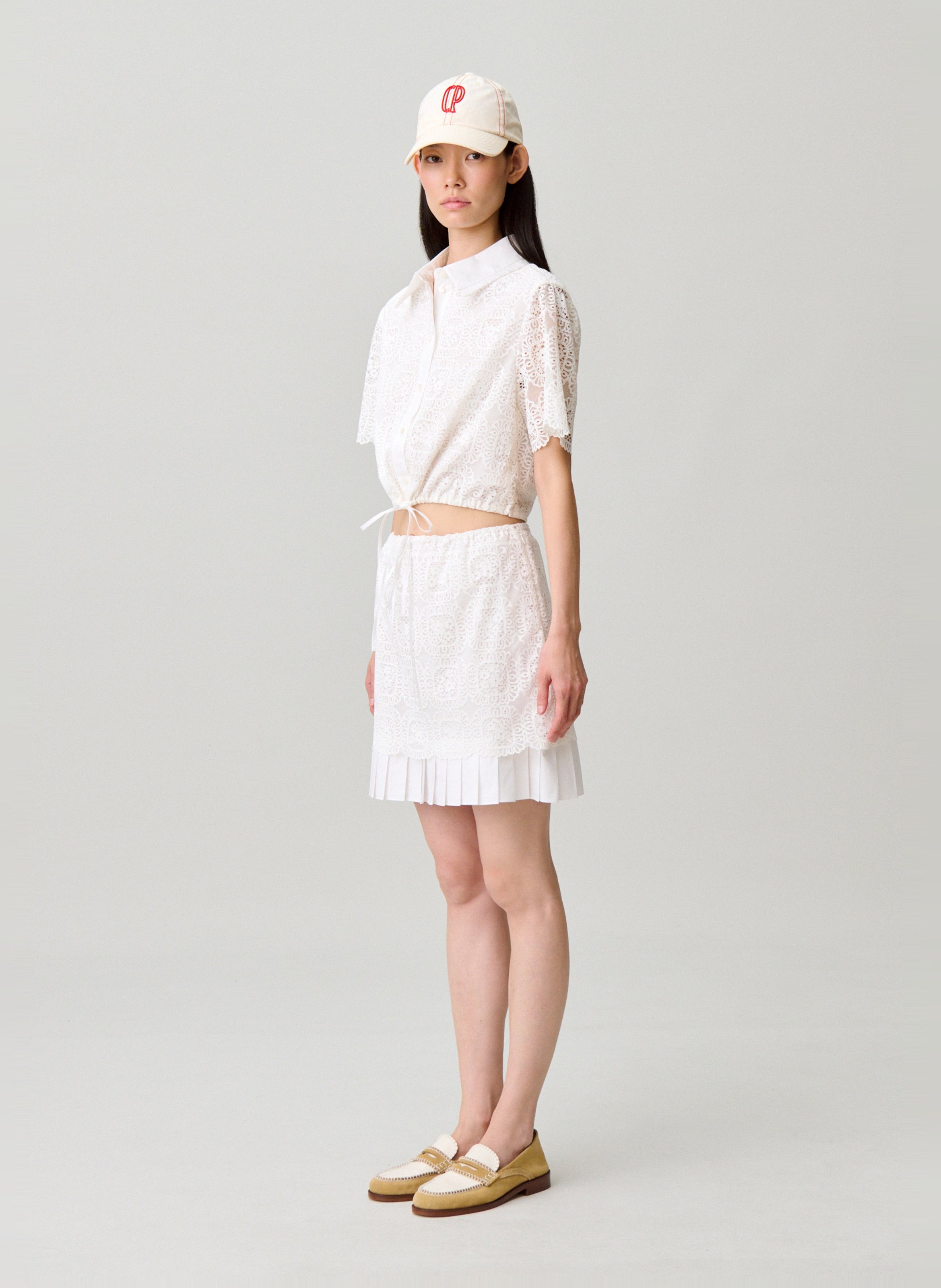 Jupe courte droite plissée CLAUDIE PIERLOT Blanc