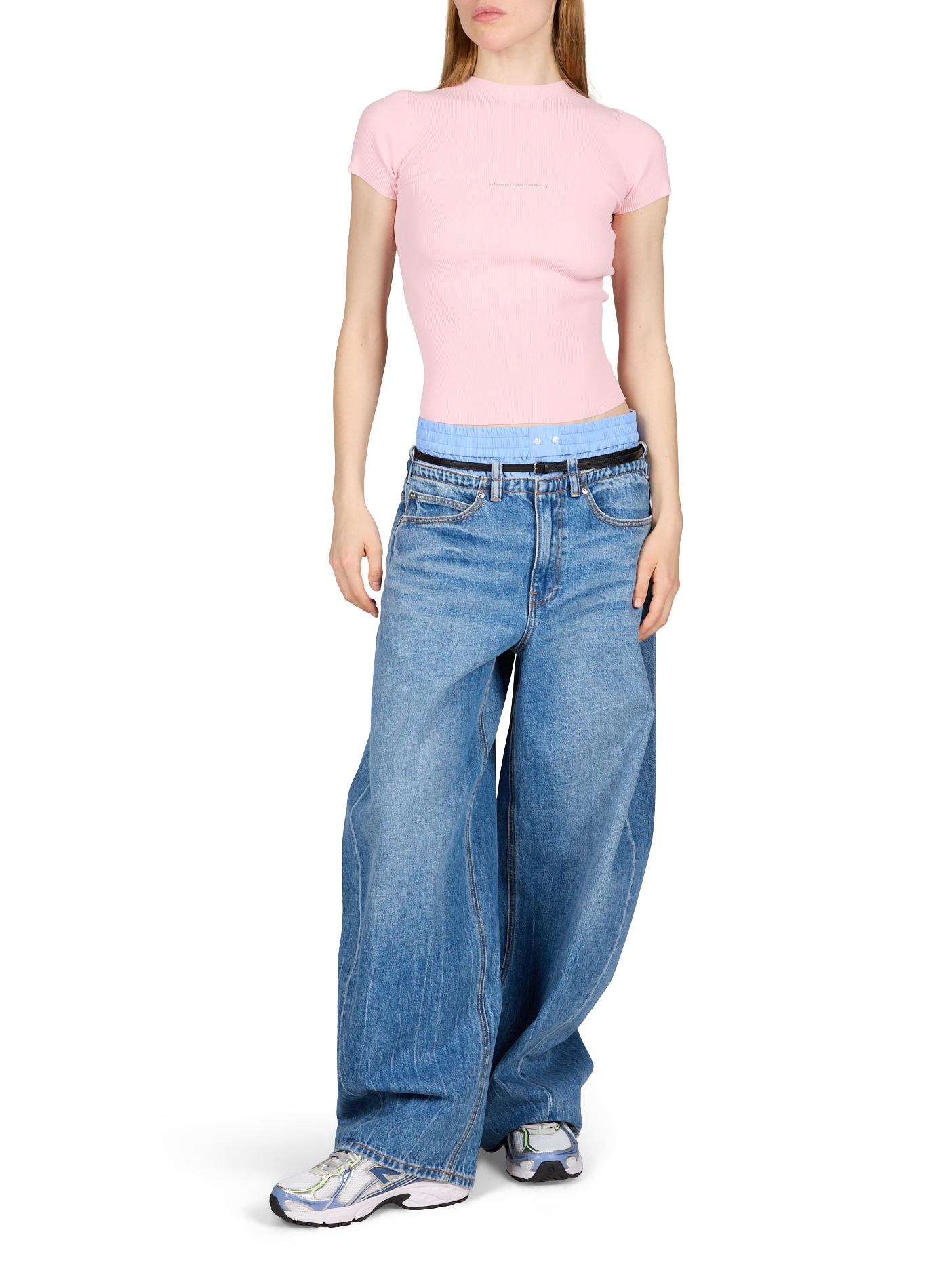 Jean boule doublure à la taille en coton ALEXANDER WANG Bleu