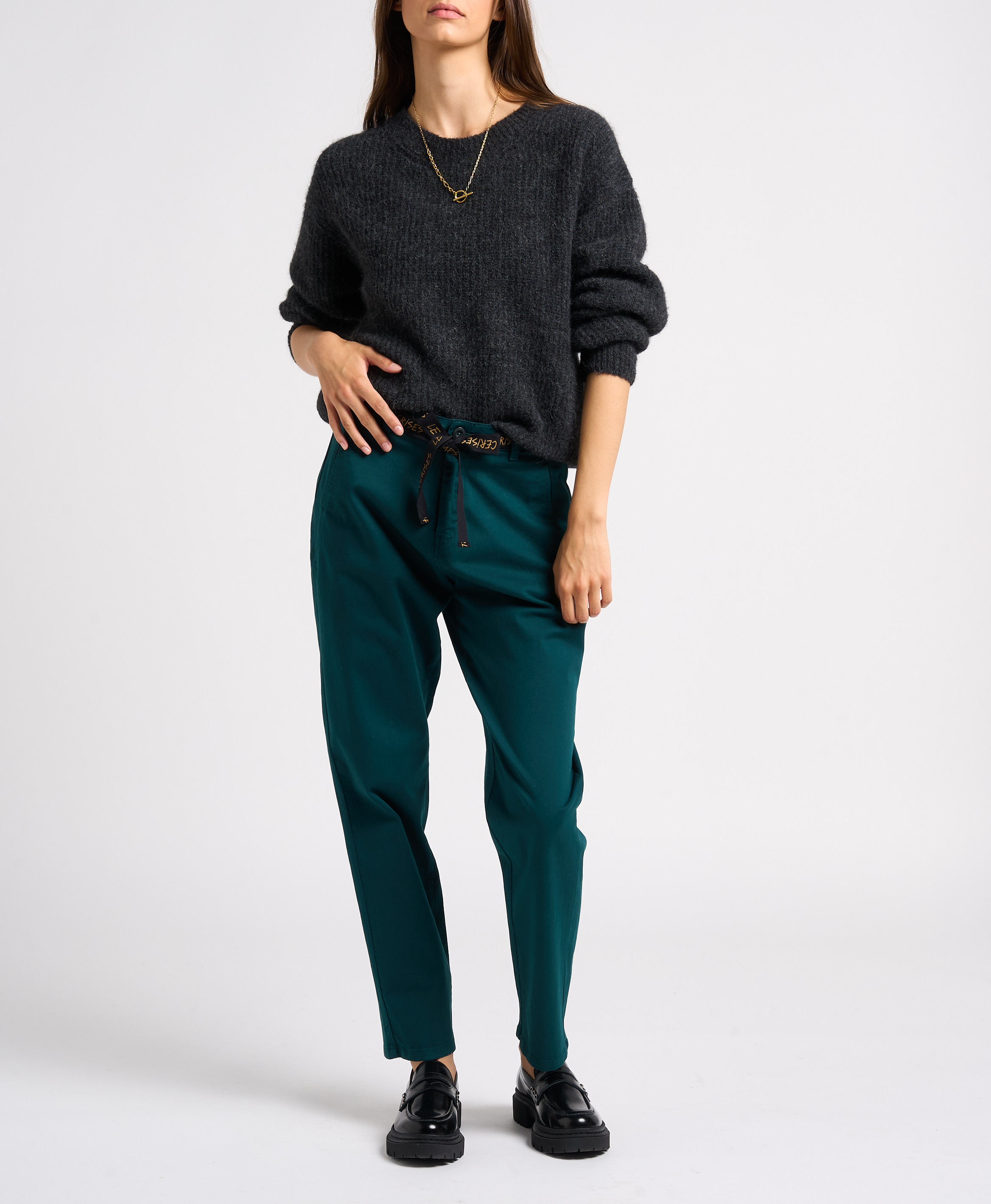 Pull col rond uni east AMERICAN VINTAGE Gris