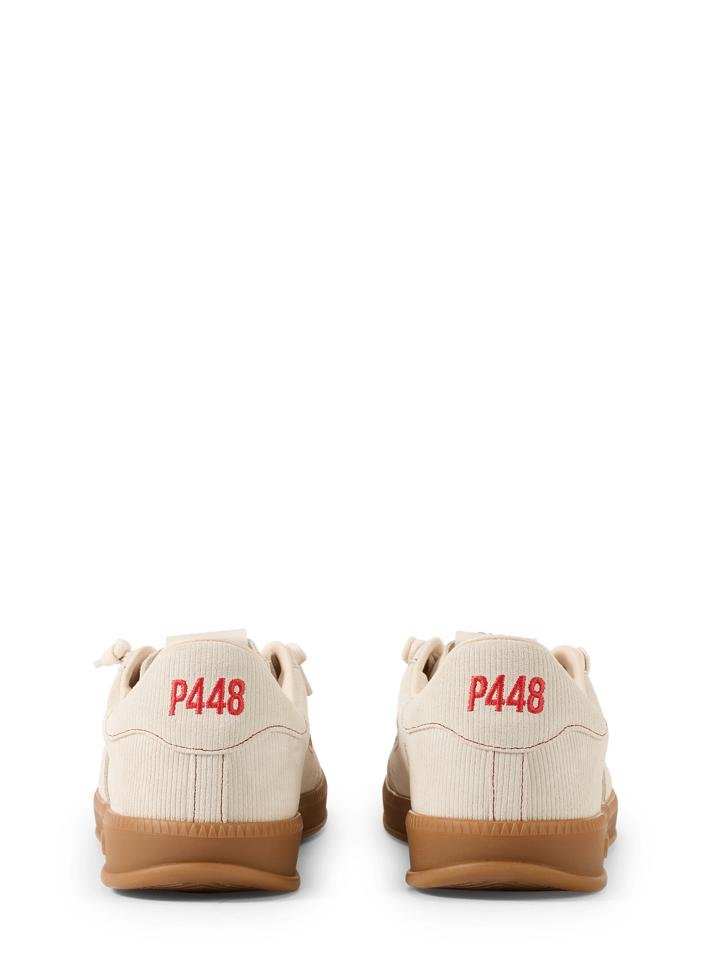 Sneakers in velluto a coste con cuciture a vista P448 Beige