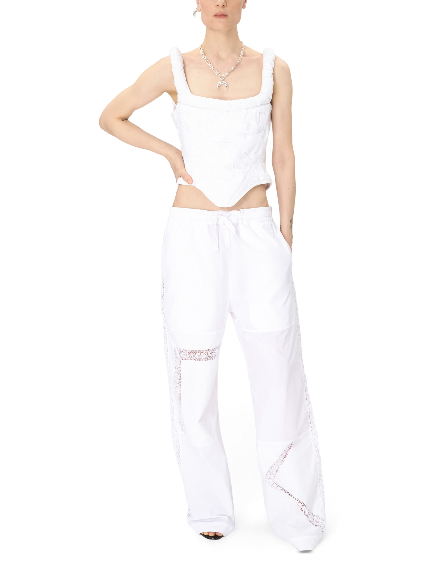 Pantalon de pyjama en lin upcyclé unisexe | Blanc MARINE SERRE Homme