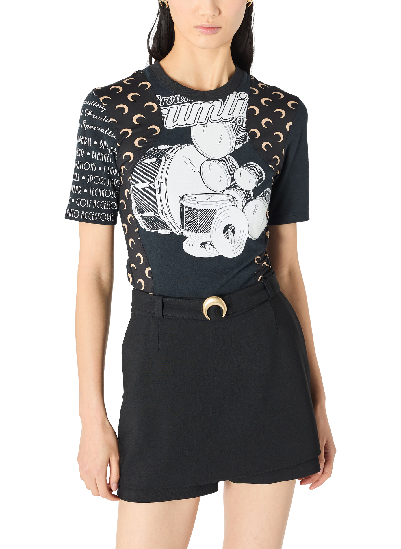 T-shirt baby fit en jersey upcyclé MARINE SERRE Noir