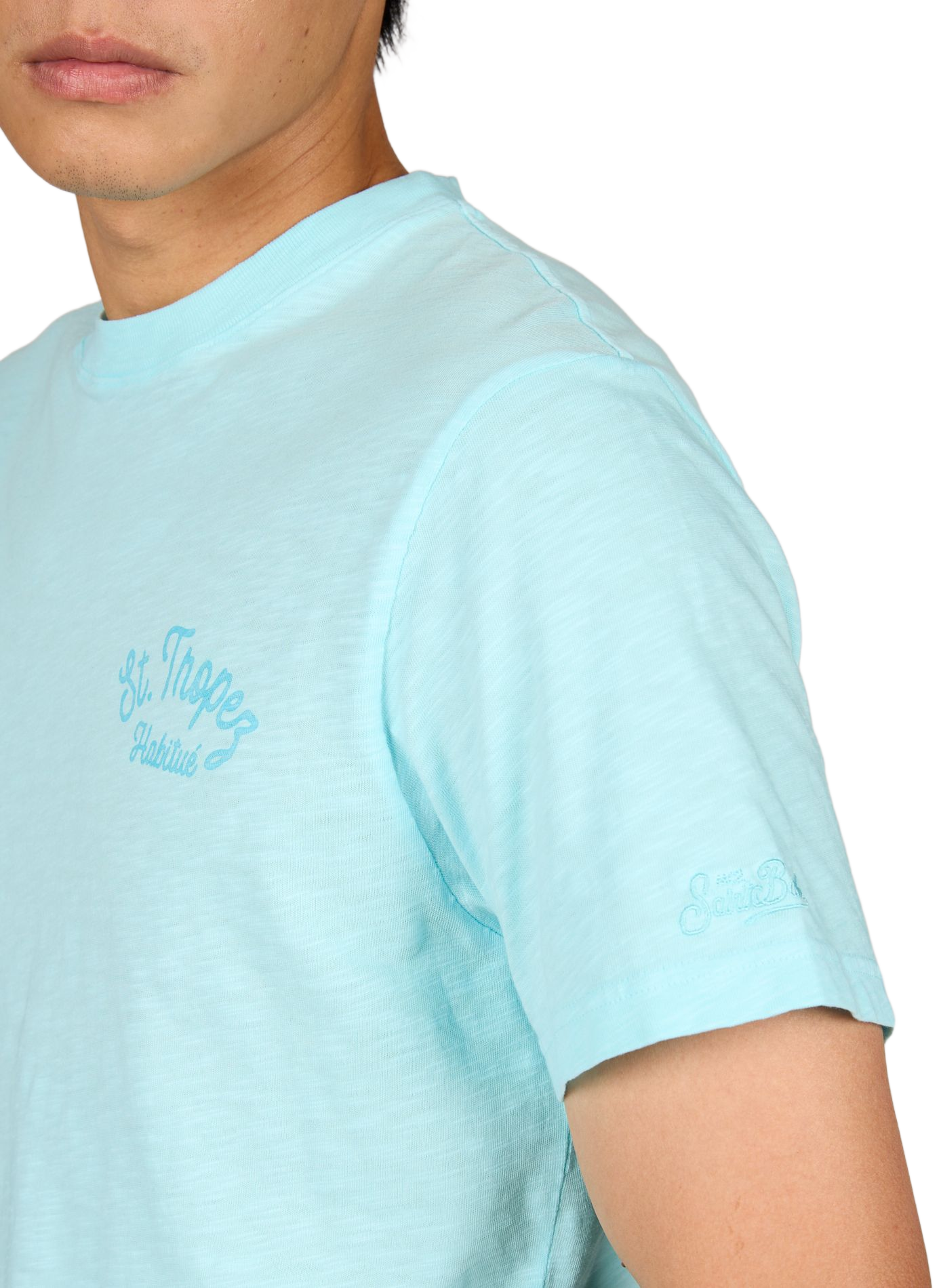 Tee-shirt droit à motif col rond  MC2 SAINT BARTH Bleu