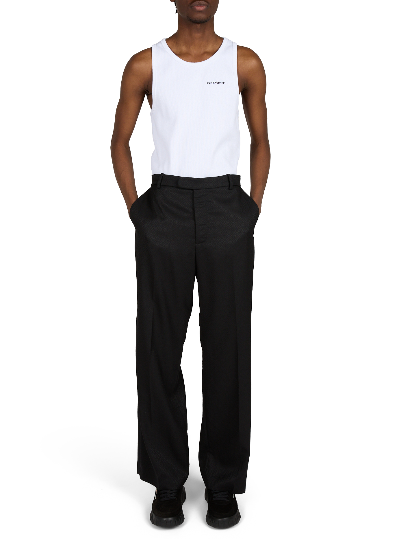 Tanktop met geborduurd logo van gemengd katoen CASABLANCA PARIS Wit