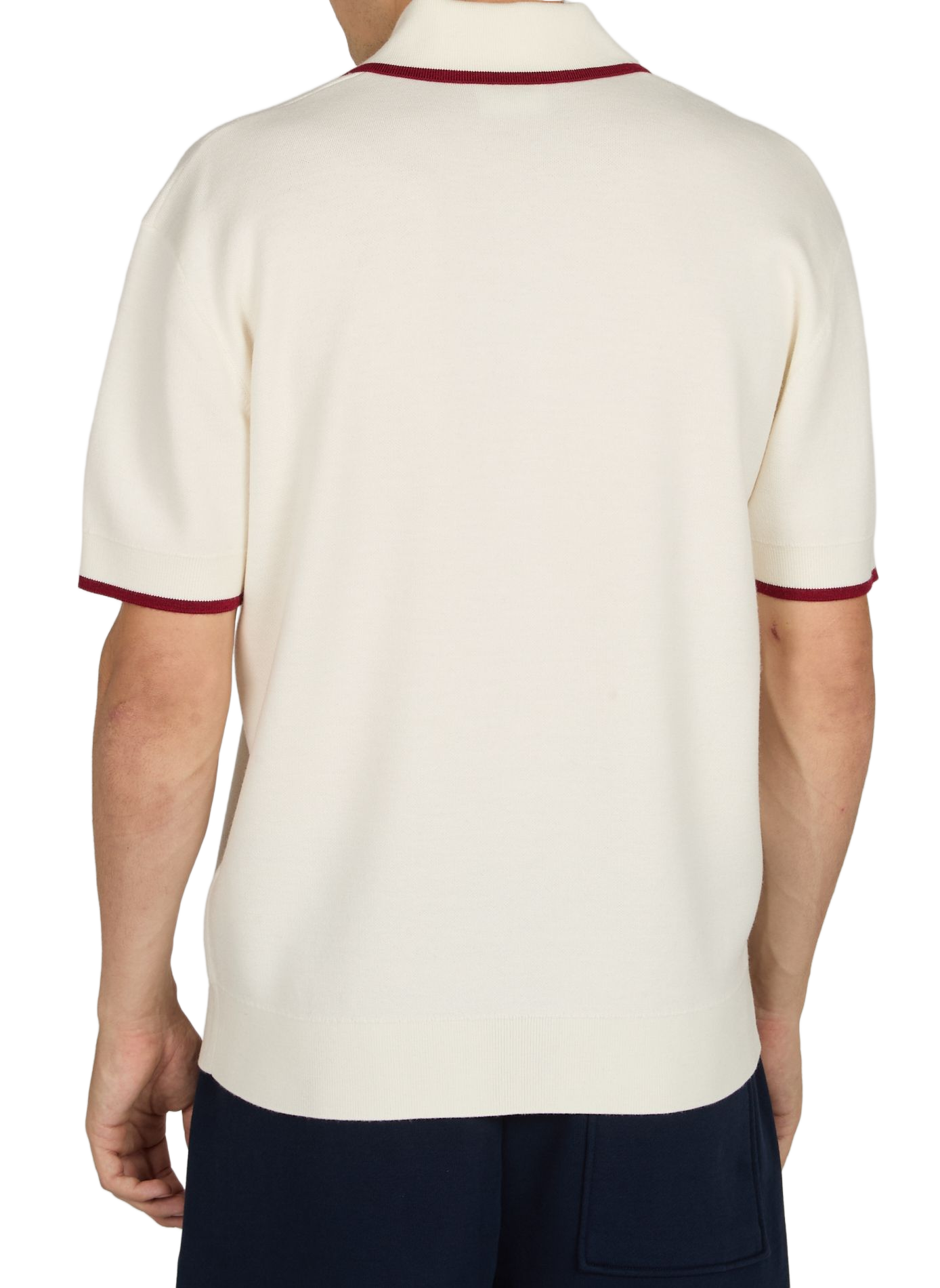Polo with contrasting edges and embroidered logo in merino wool DROLE DE MONSIEUR White