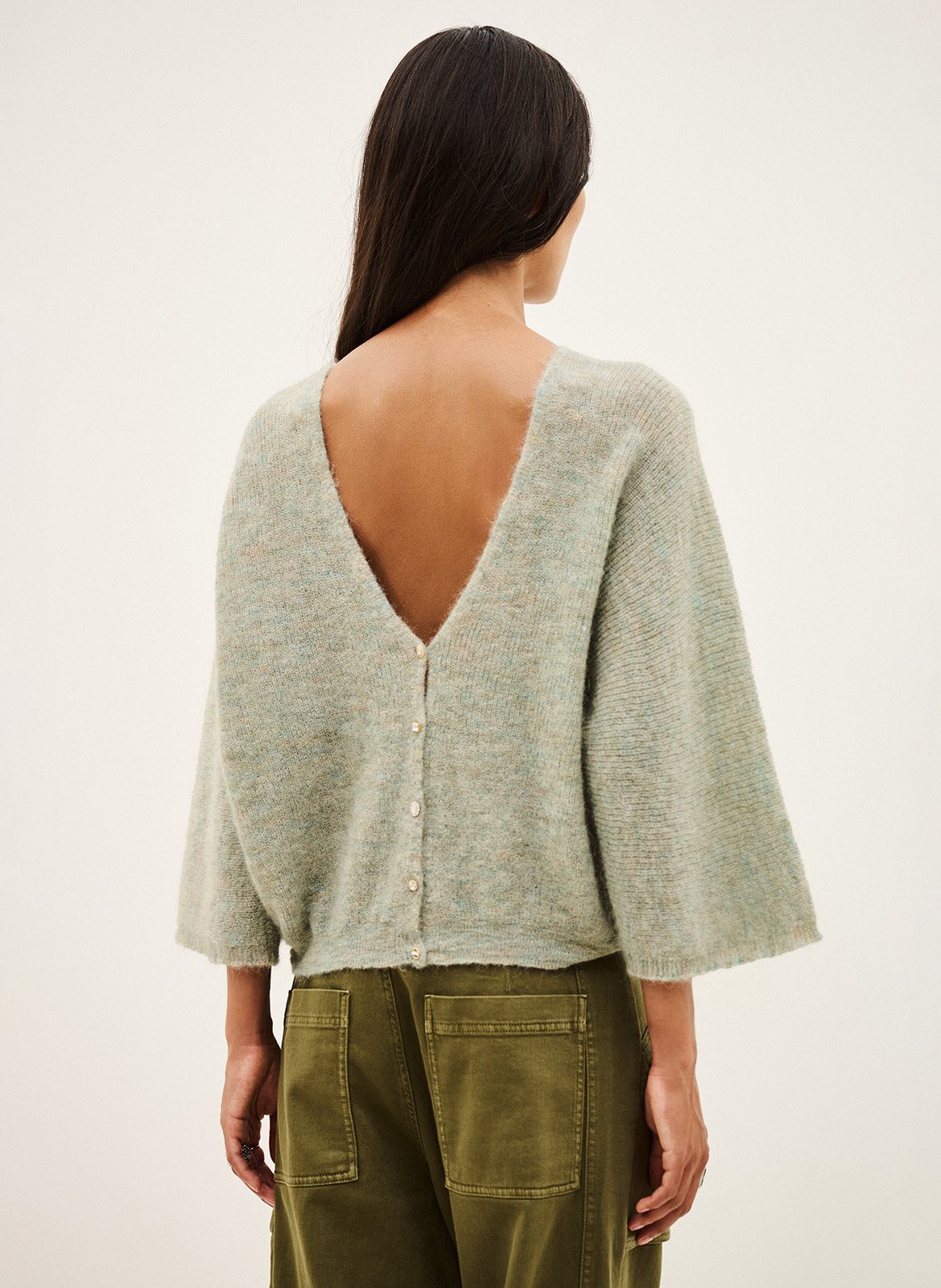 Cardigan ample en laine mélangée isaac BA&SH Vert