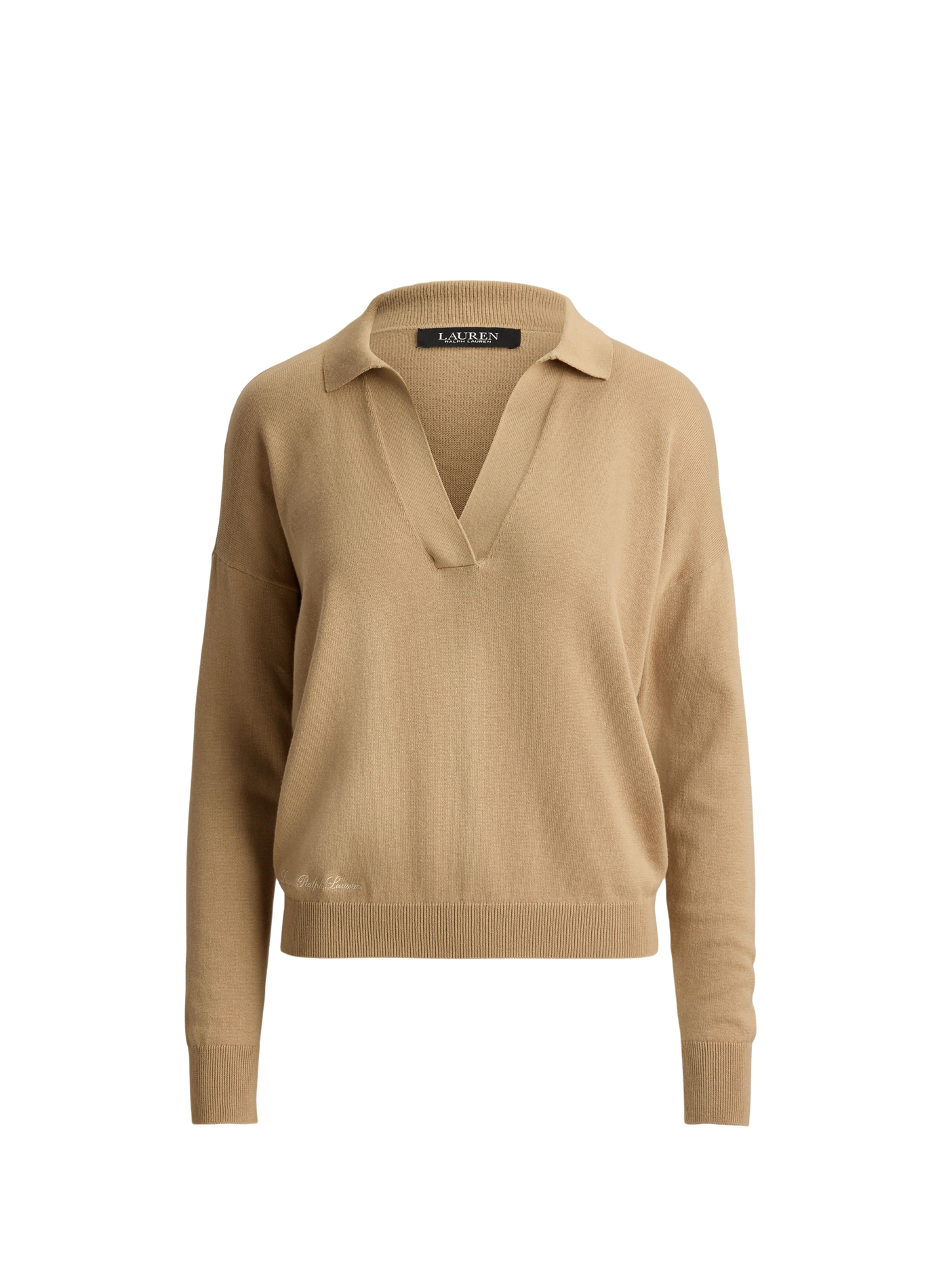Ample collar Johnny sweater in mixed cotton LAUREN Beige