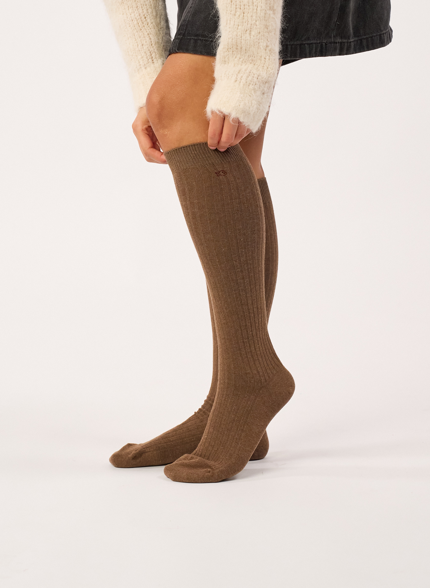 Chaussettes en coton peigné hautes BILLYBELT Marron