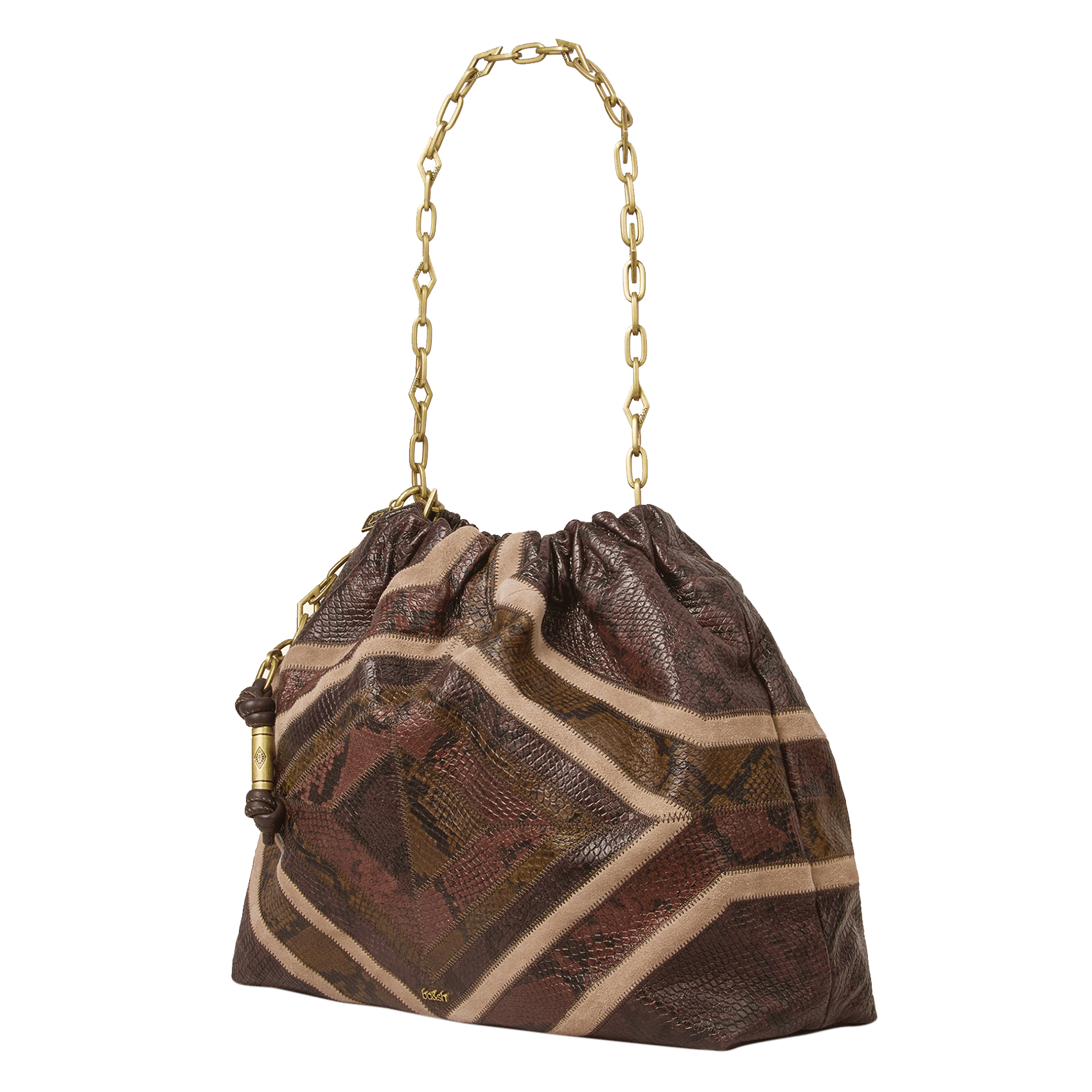 Lederen schoudertas met print - June Tote BA&SH Bruin
