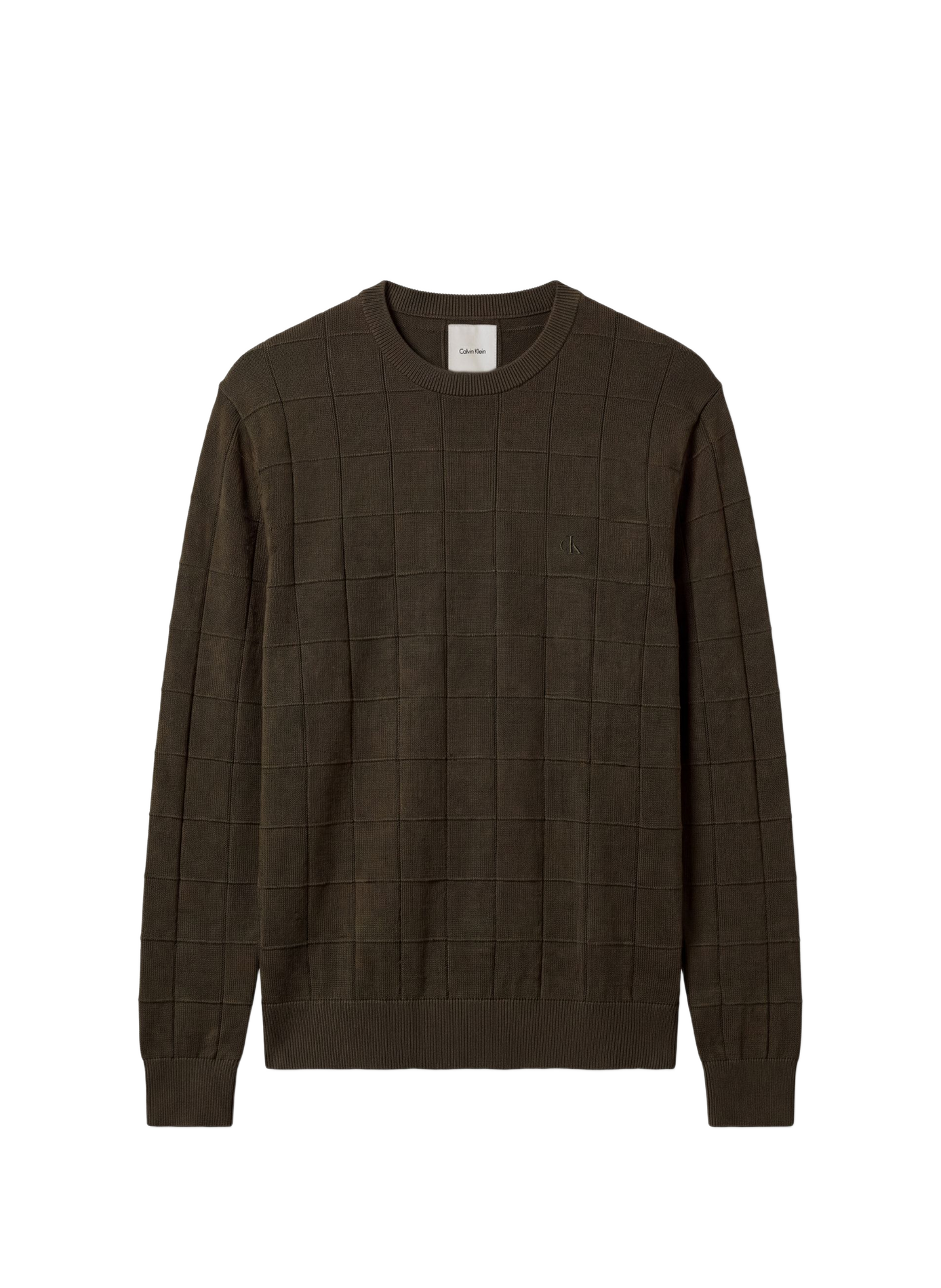 Pull droit en laine mérinos CALVIN KLEIN Kaki