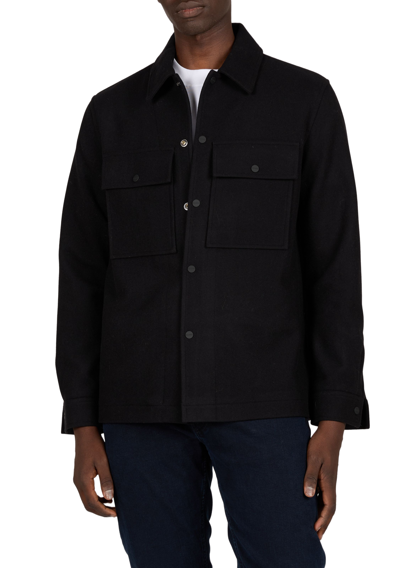 Straight virgin wool overshirt CLOSED Black