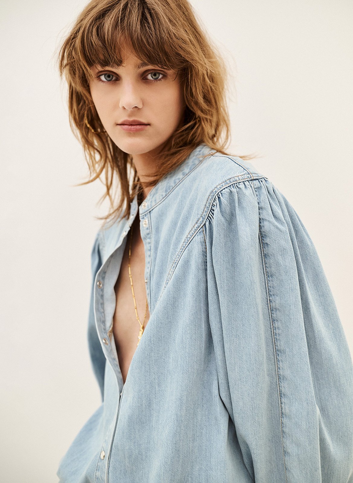 Chemise manches longues en denim alino BA&SH Bleu