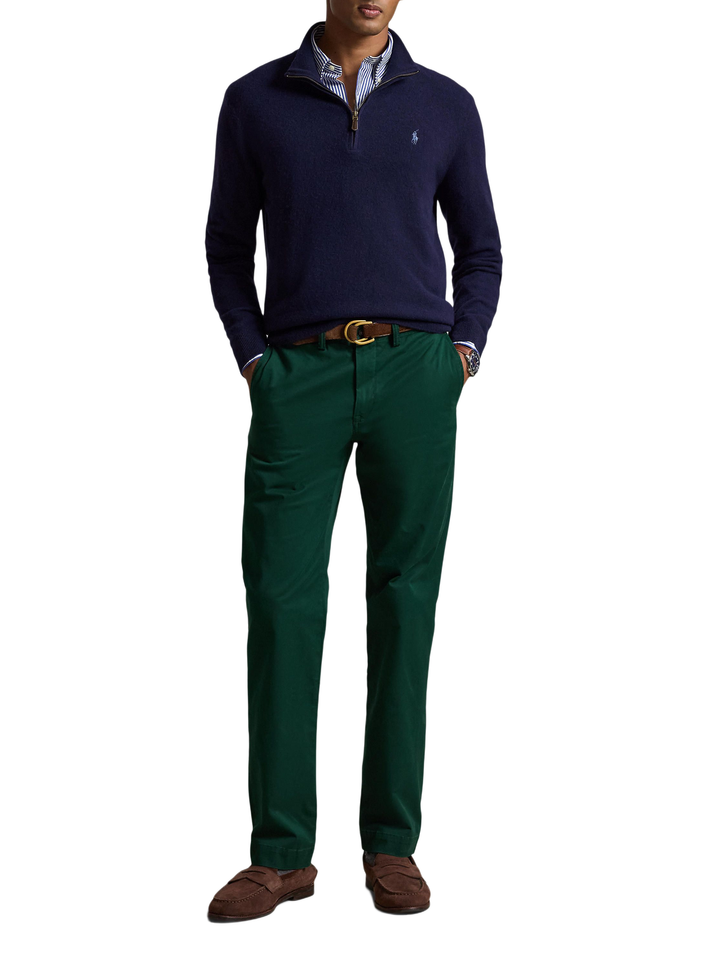 Pantalon droit en coton mélangé POLO RALPH LAUREN Vert