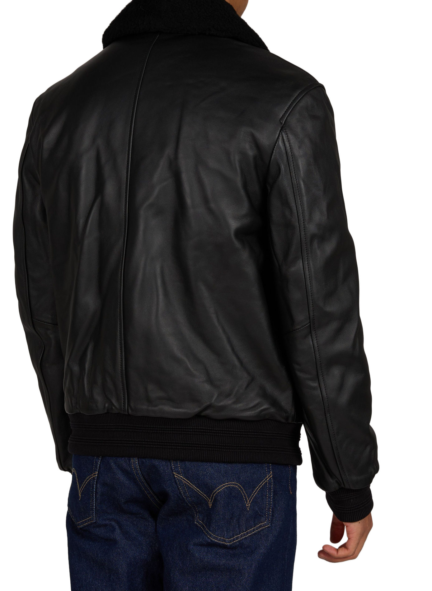 Lederjacke mit Sherpa-Kragen MOOSE KNUCKLES Schwarz