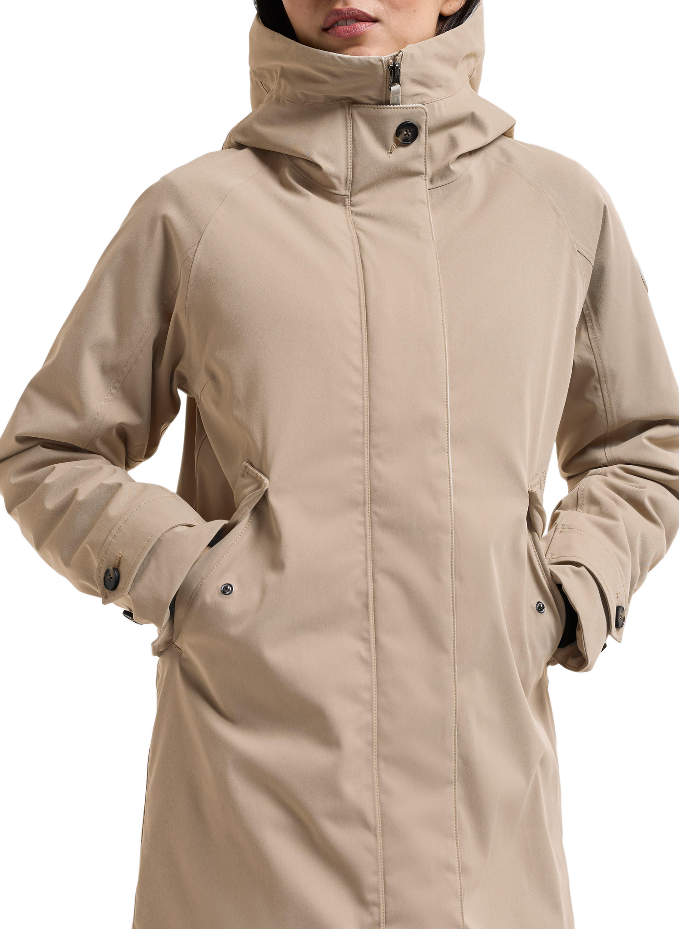 LUNA mid-length hooded parka DIDRIKSONS Beige