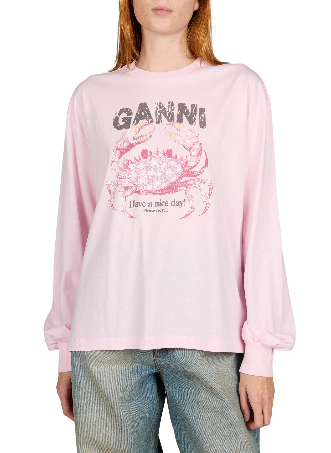 Round neck T-shirt GANNI Pink
