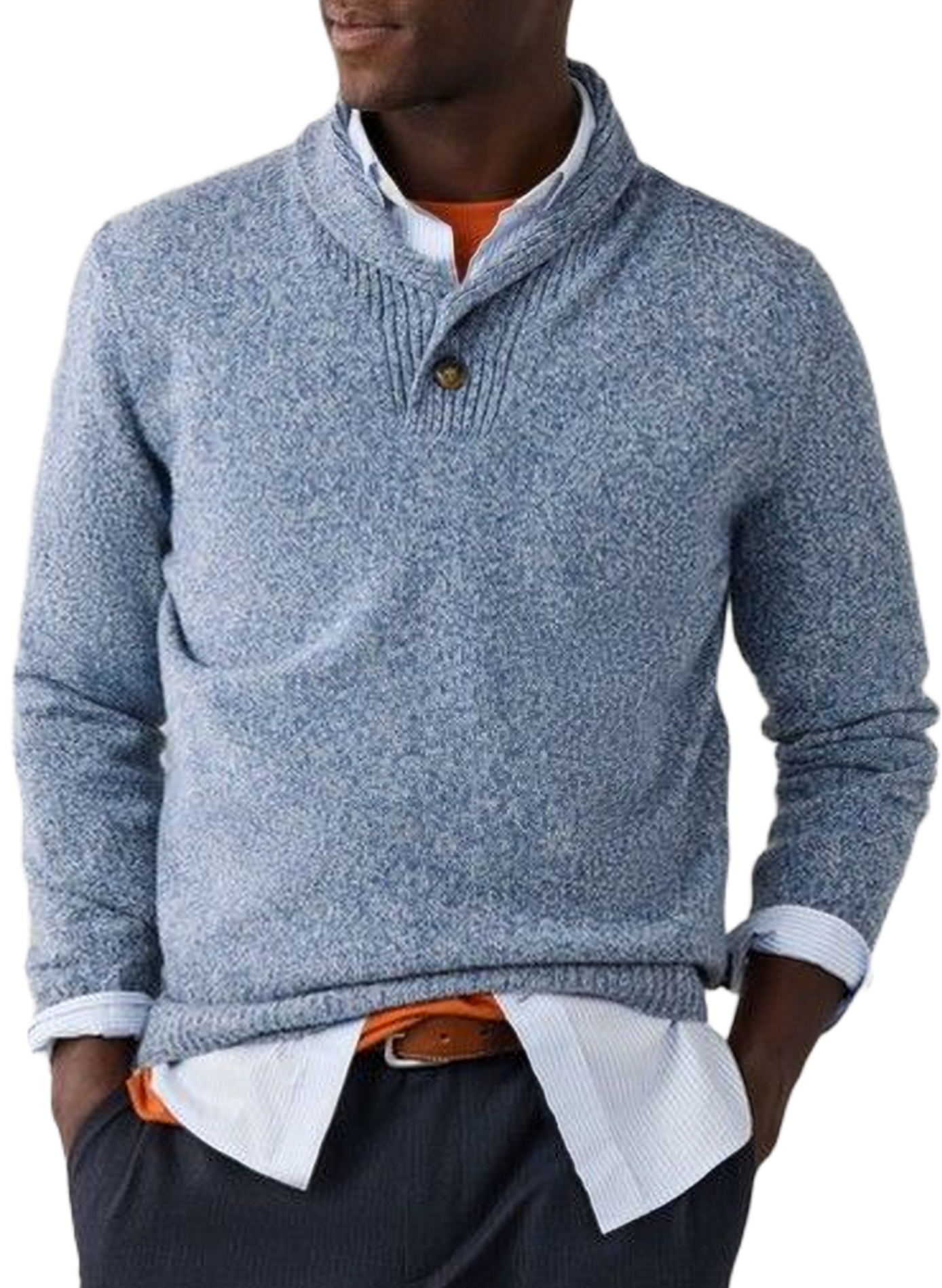 Wool shawl-collar jumper FACONNABLE Blue