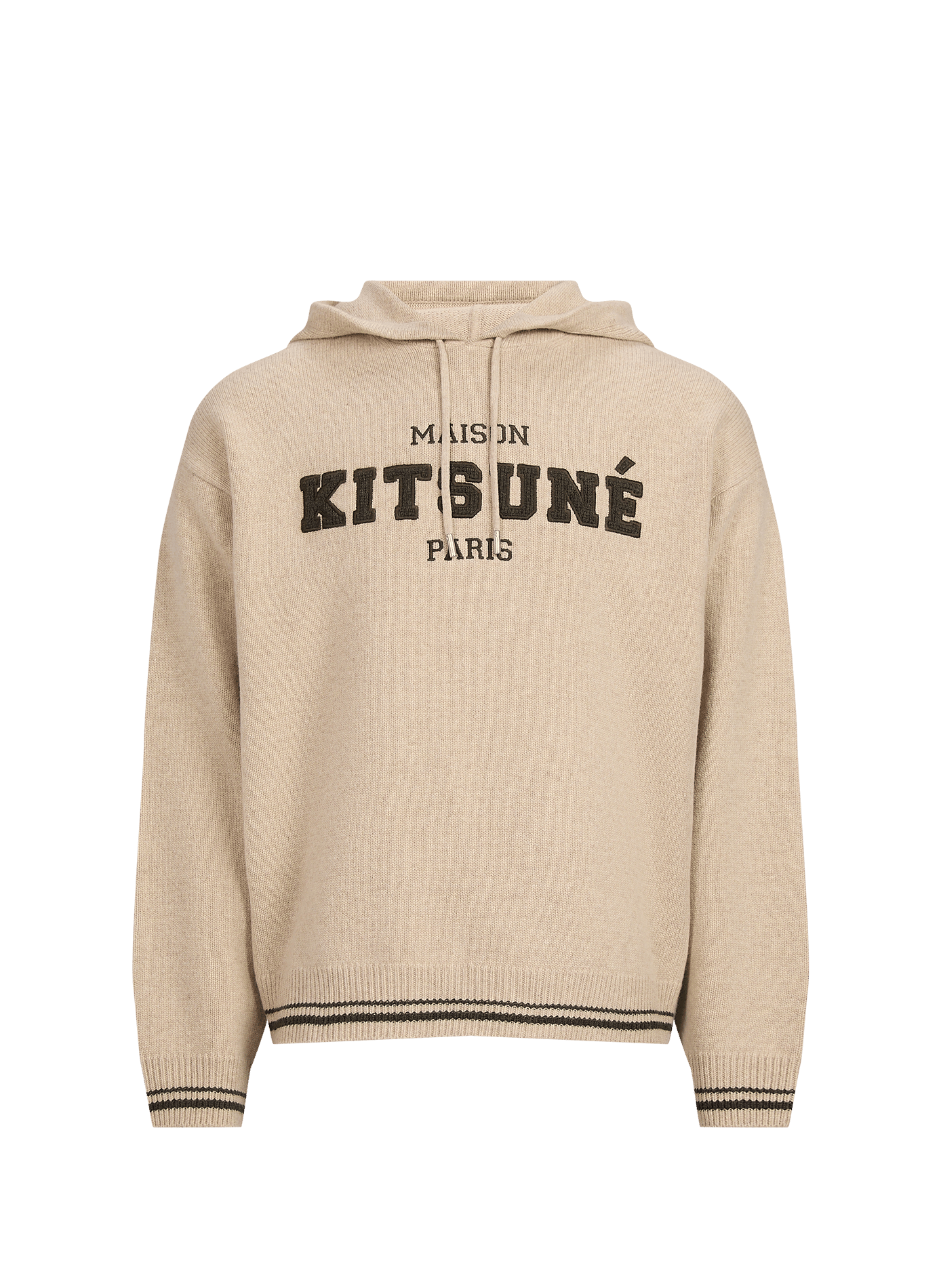 Pull oversize à capuche en laine MAISON KITSUNÉ Beige