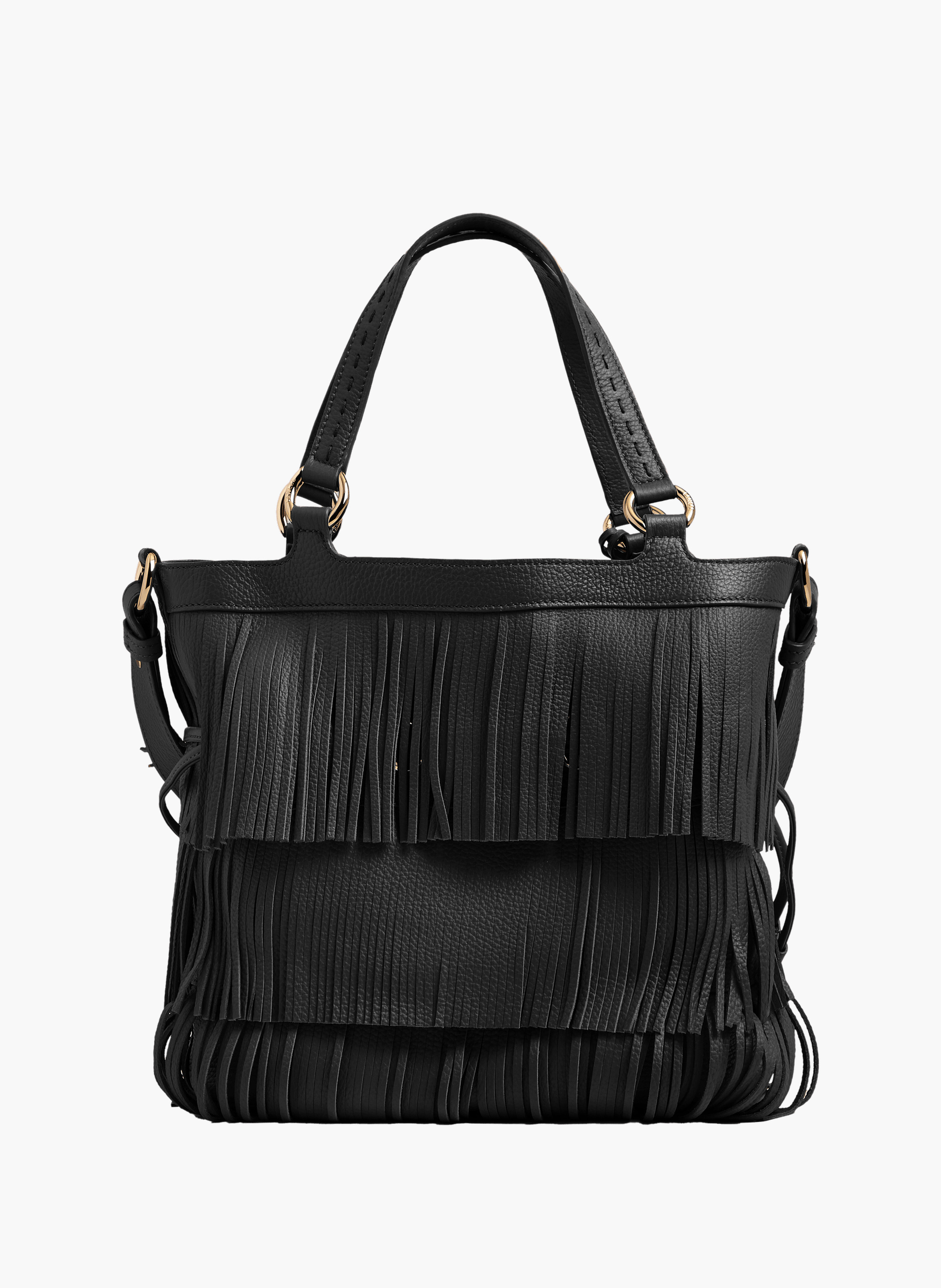 Sac seau premier flirt de lancel en animation 150y franges : cuir de vachette graine LANCEL Noir