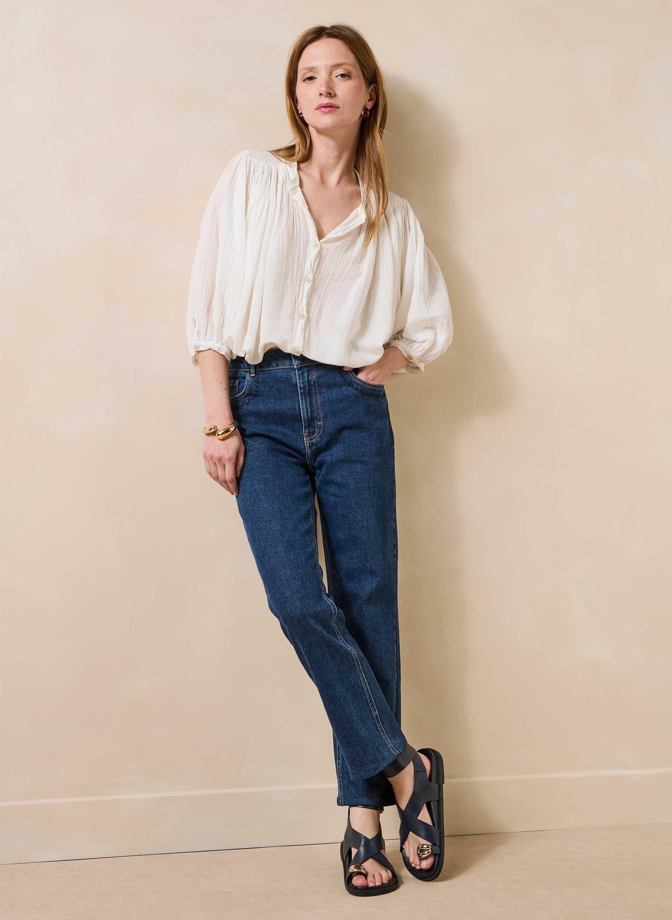 Slim-fitjeans van een biologische katoenmix LA FEE MARABOUTEE Blauw