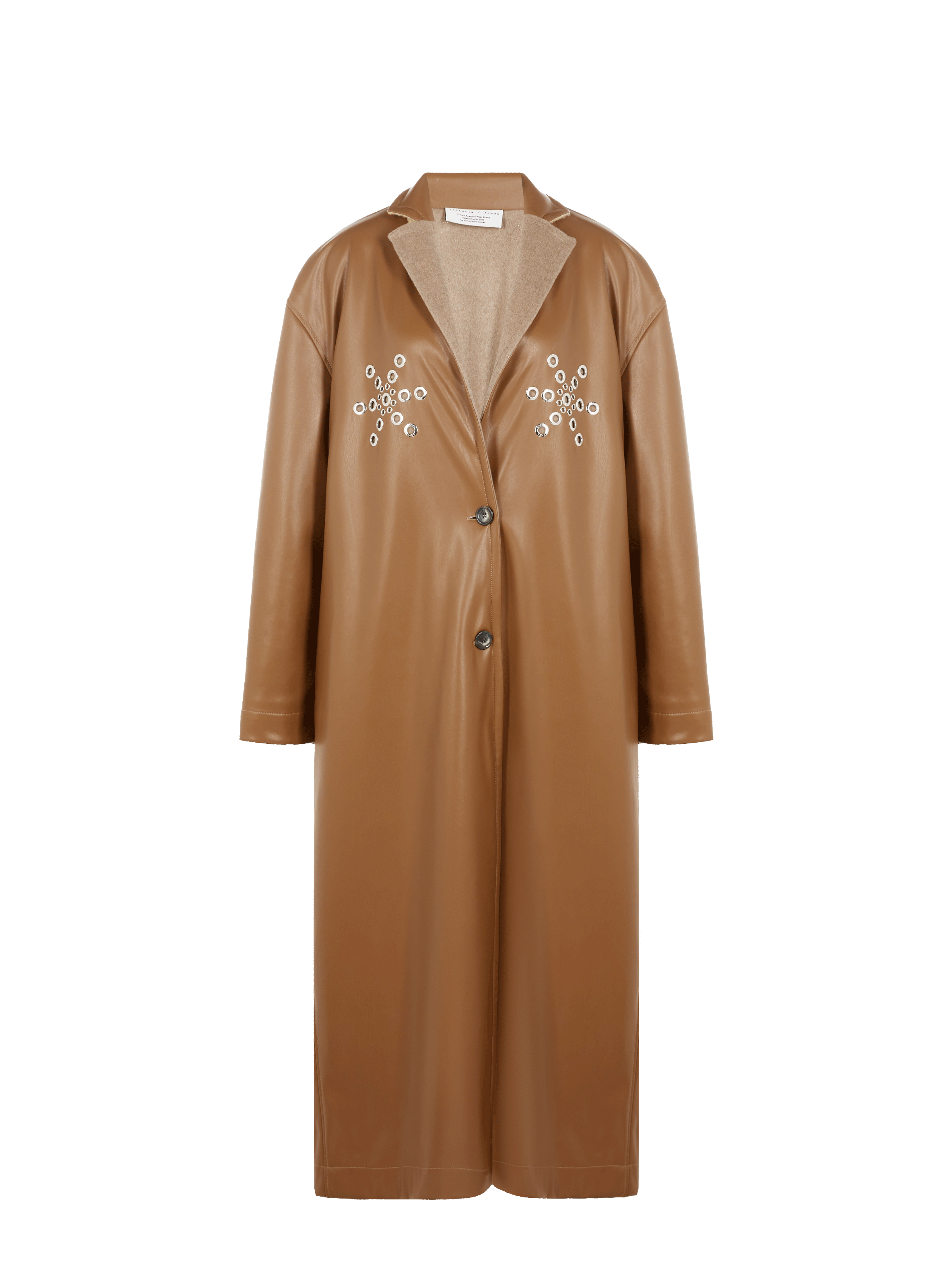 Manteau réversible en laine et eco-cuir VICTORIA/TOMAS Beige