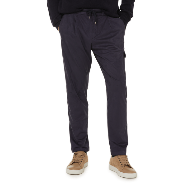Herno Suede-effect Cargo Trousers In Black