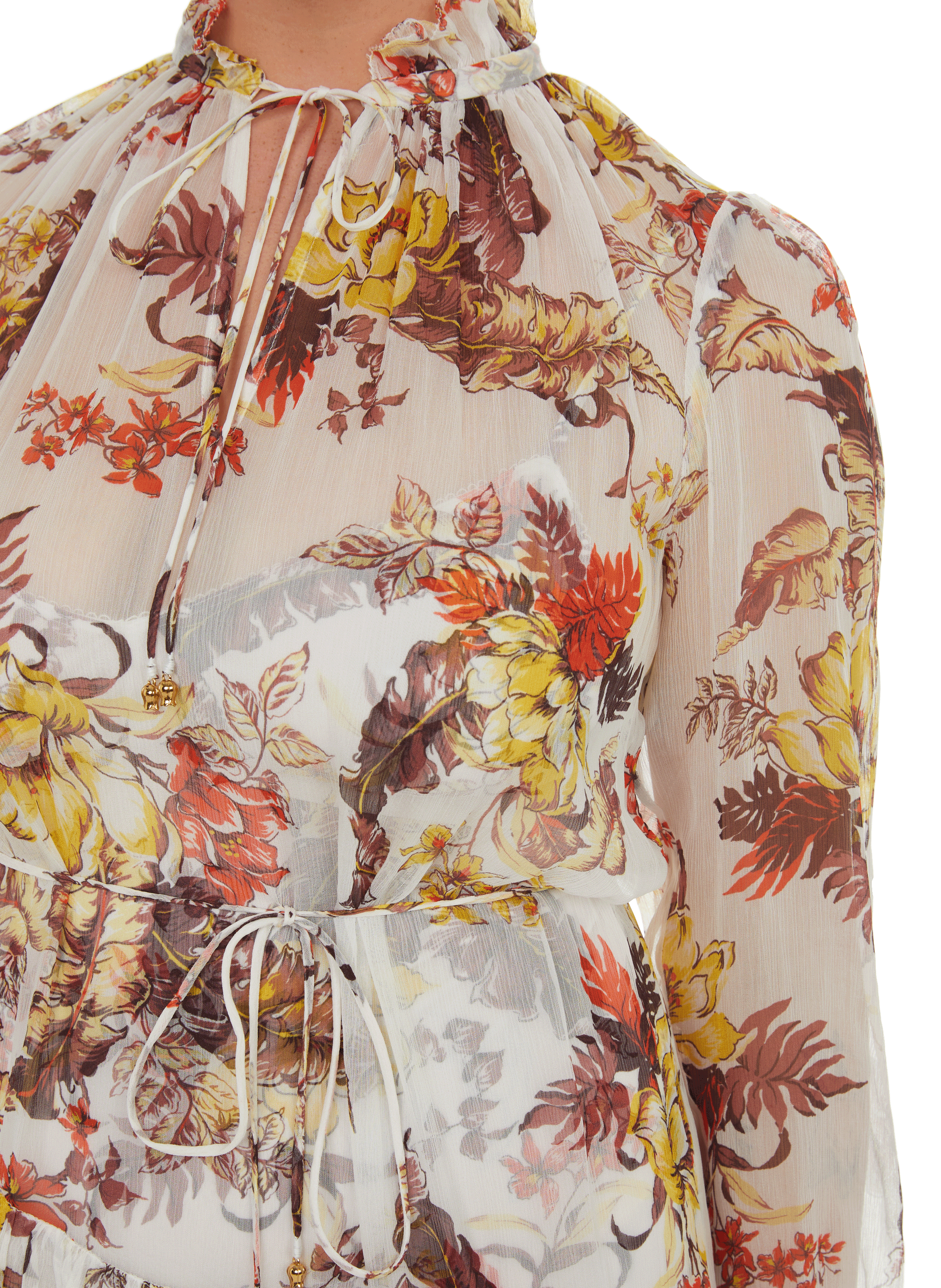 Robe midi imprimée à volant ZIMMERMANN Multicolore