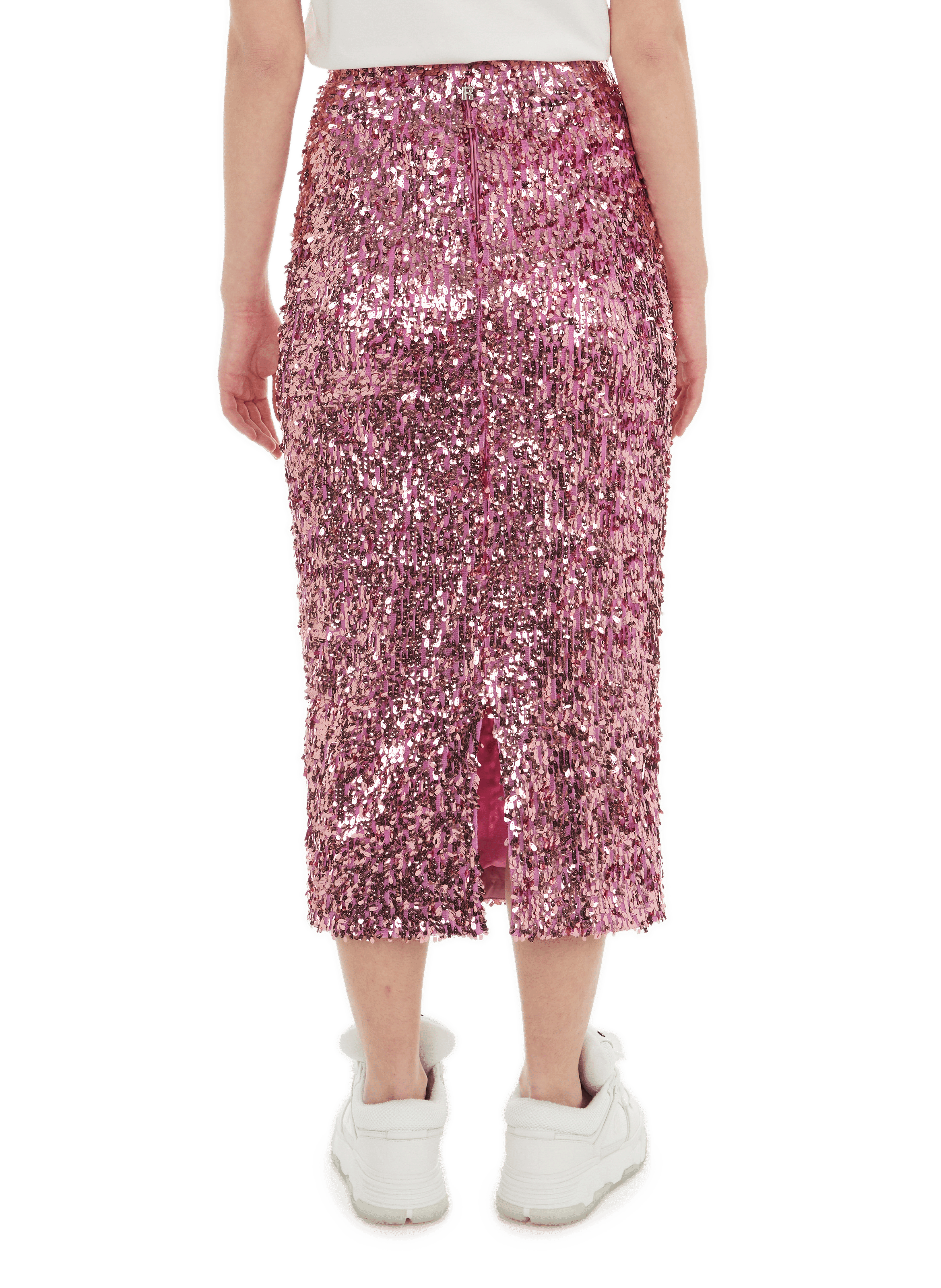 Jupe midi en sequin ROTATE Rose