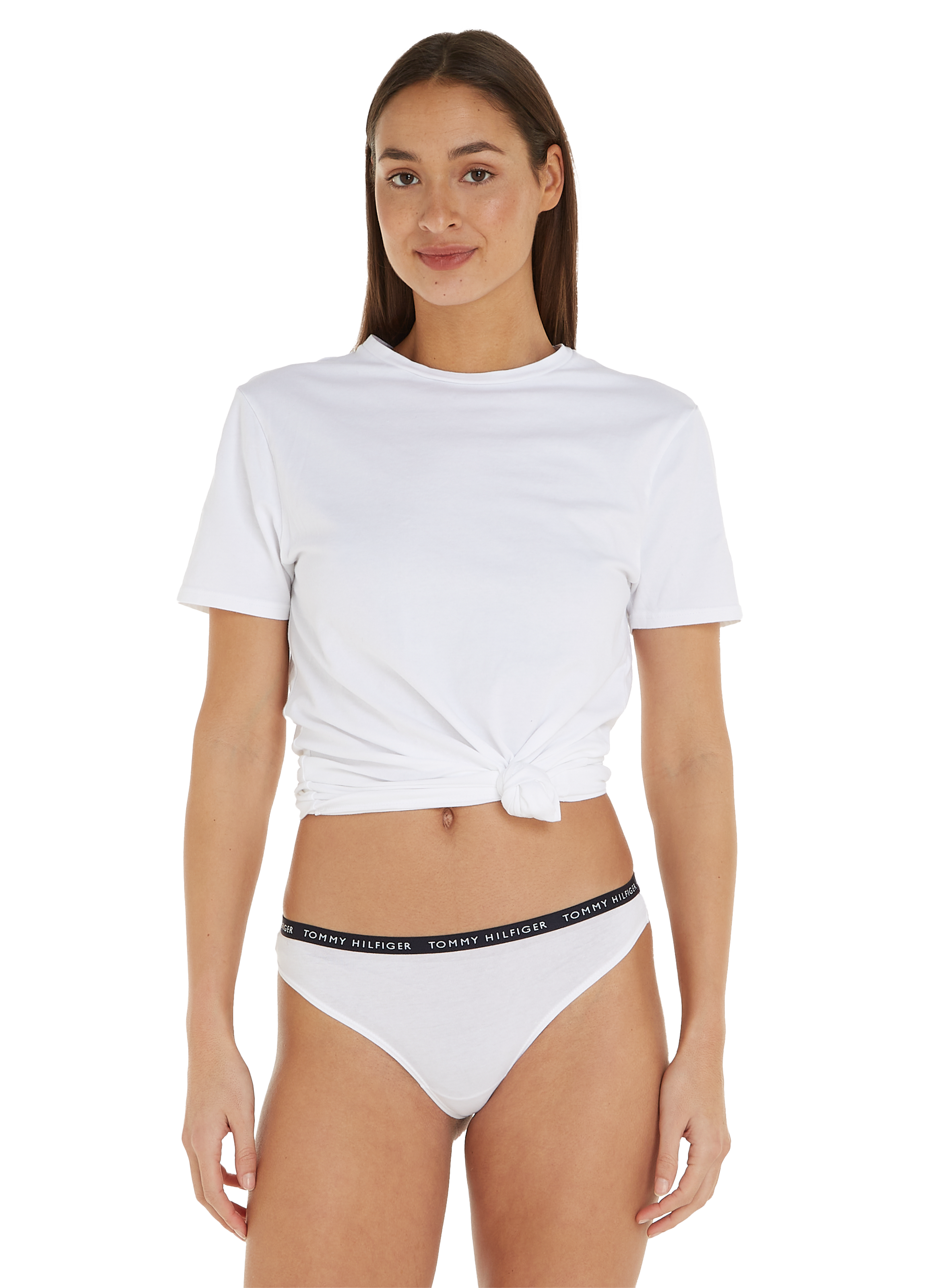 Lot de trois strings en coton extensible Multicolore