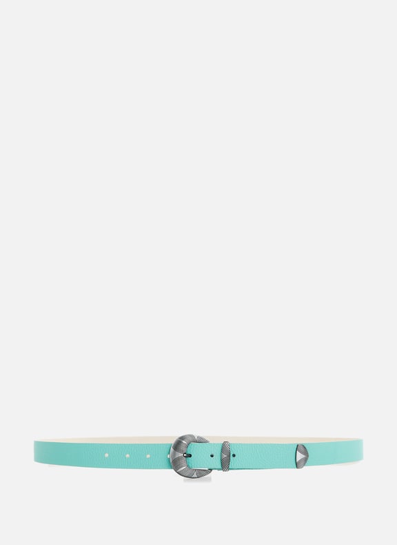 Ceinture en cuir grainé Bleu by SAISON 1865 SAISON 1865 Ceinture en cuir grainé Bleu