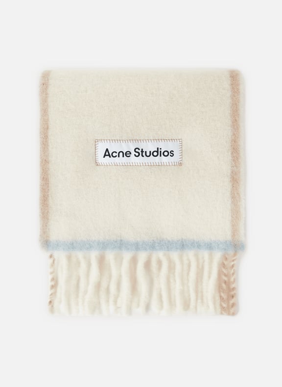 Scarf with a plain and checked appearance White by ACNE STUDIOS ACNE STUDIOS Scarf with a plain and checked appearance White