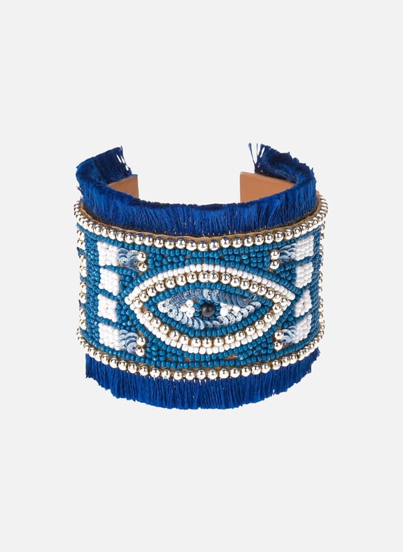 Manchette ajustable en perles bill Bleu by HIPANEMA HIPANEMA Manchette ajustable en perles bill Bleu