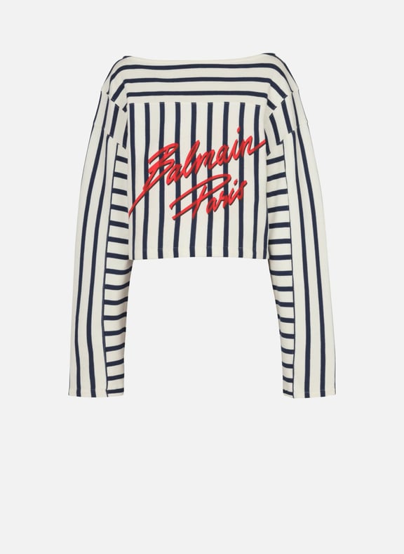 T-shirt rayé balmain baseball à manches longues Multicolore by BALMAIN BALMAIN T-shirt rayé balmain baseball à manches longues Multicolore