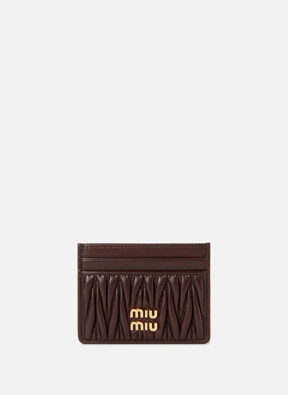Porte-cartes en cuir Nappa Marron by MIU MIU MIU MIU Porte-cartes en cuir Nappa Marron