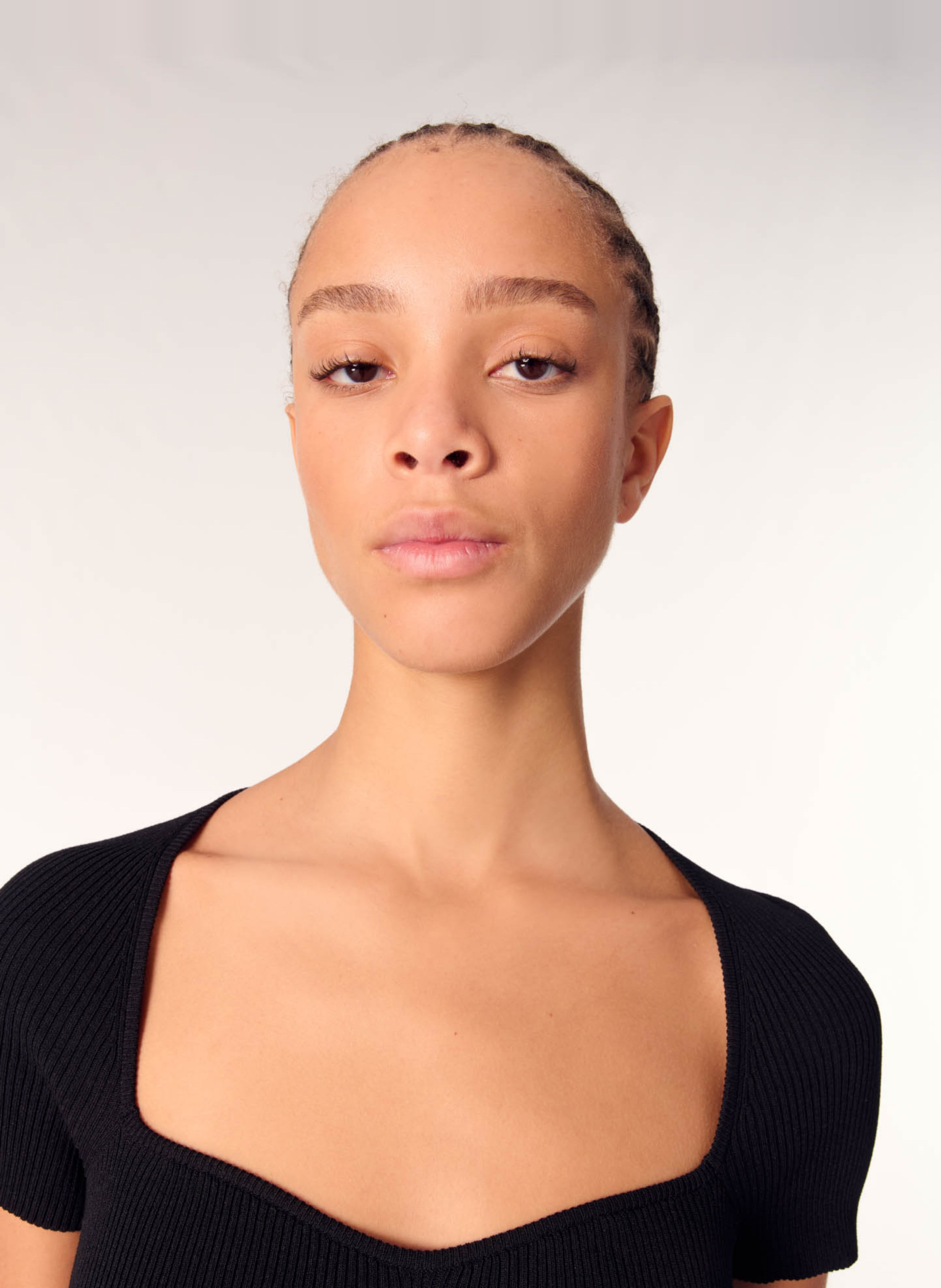 Top moulant en maille MAJE Noir